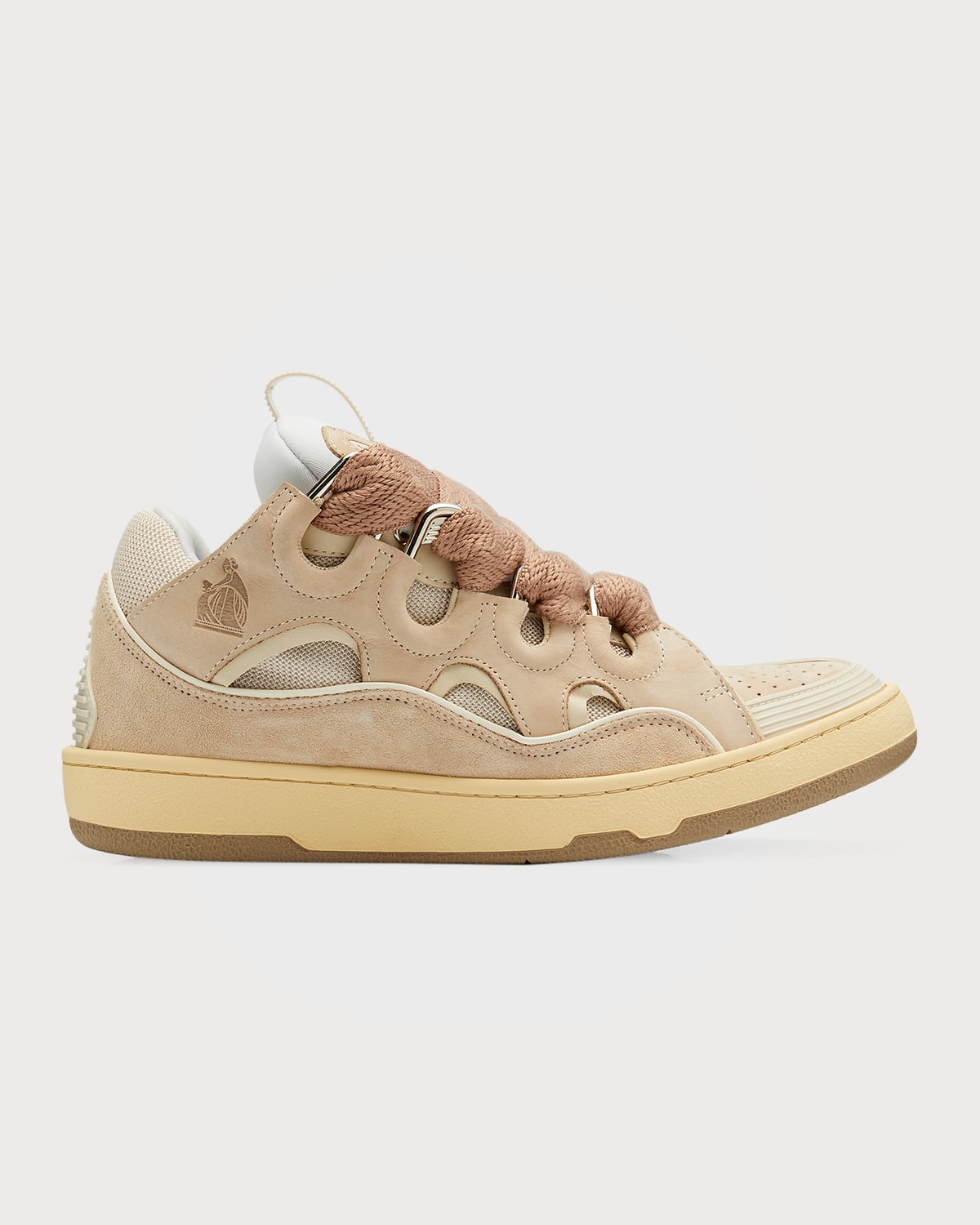 Lanvin Men's Tonal Textile And Leather Low-top Curb Sneakers In Nude