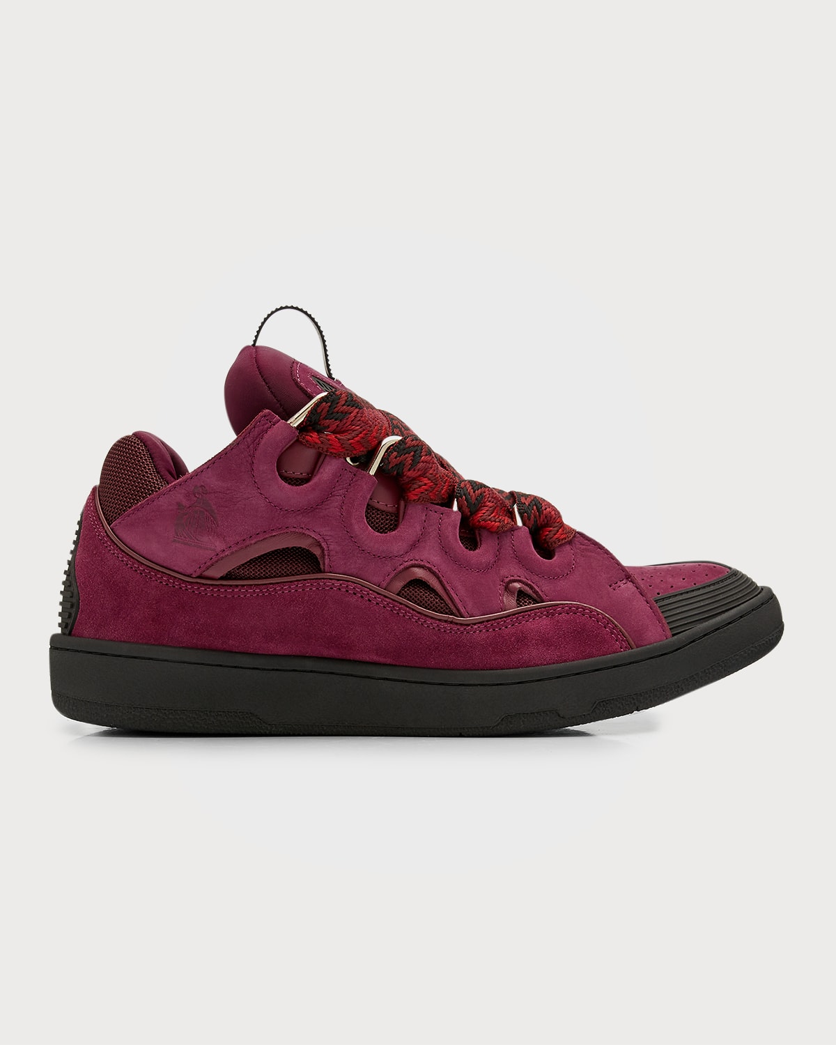 Lanvin Men's Tonal Textile And Leather Low-top Curb Sneakers In Plum