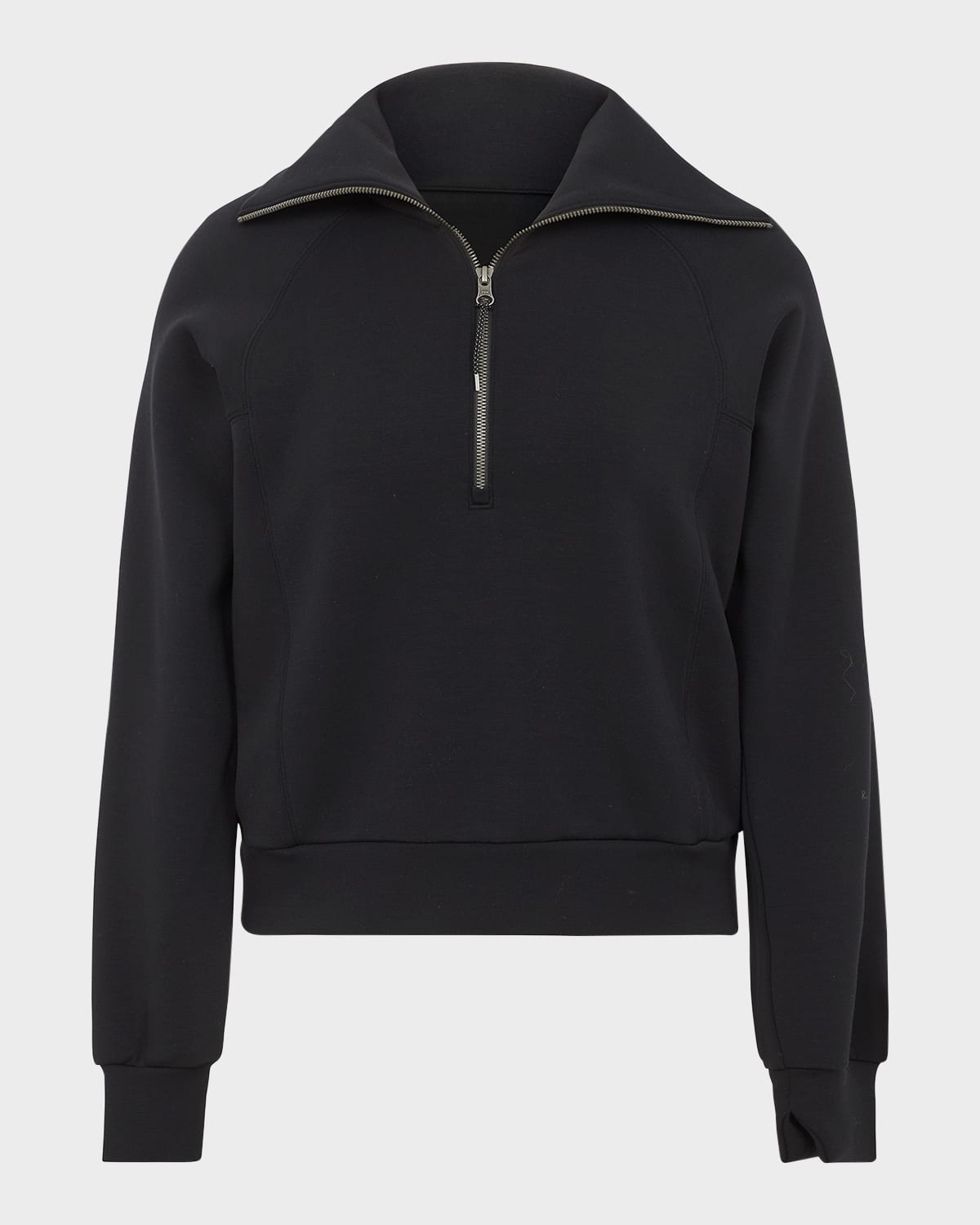 Spanx Airessentials Half-zip Sweater In Very Black