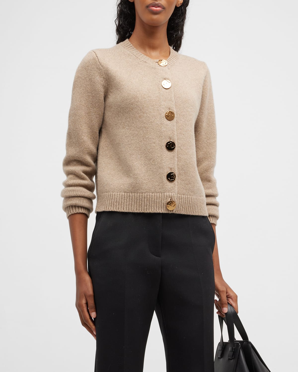Logo Button-Front Wool Cardigan