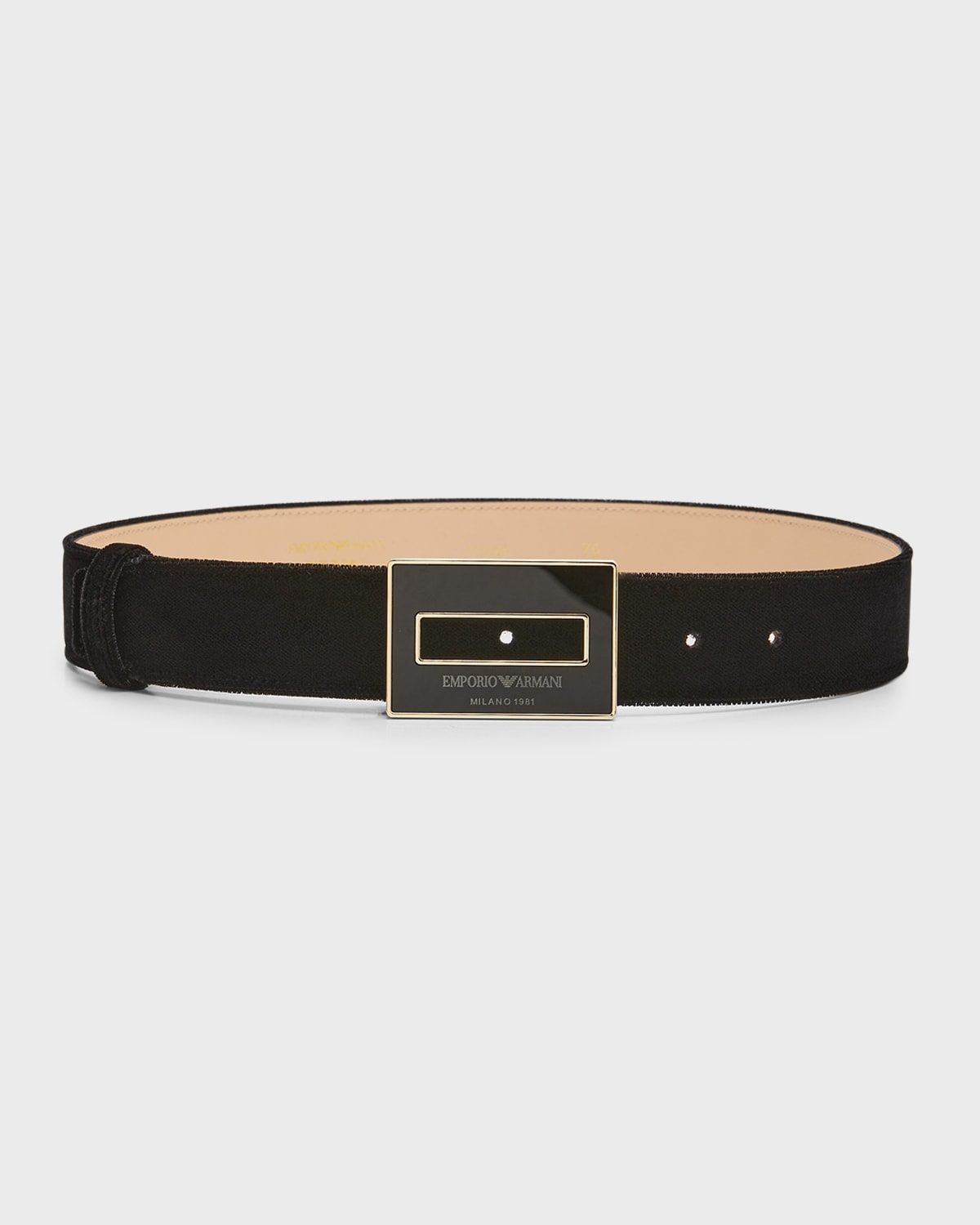 Emporio Armani Logo-buckle Leather Belt In Black