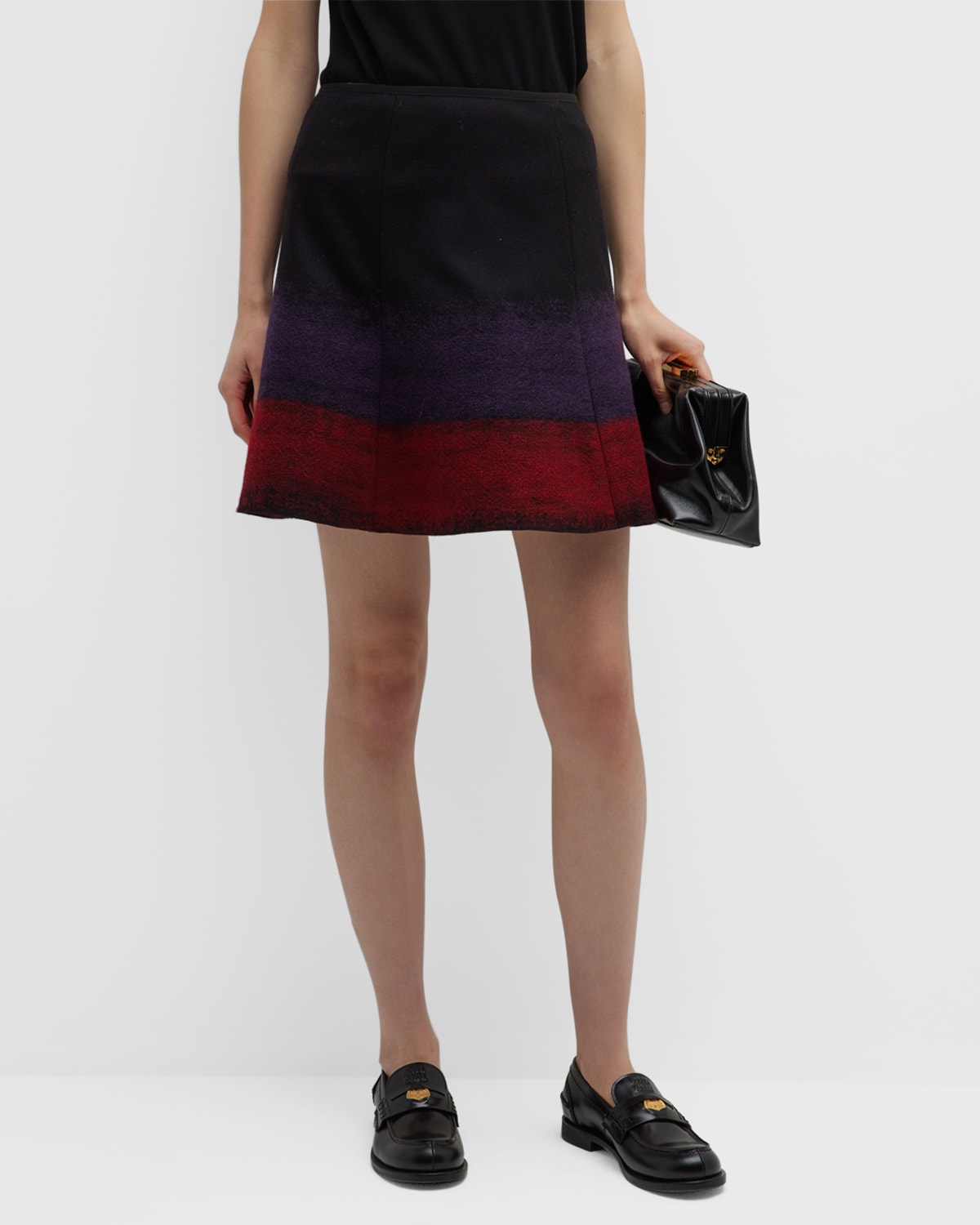 Ombre Cashmere-Blend Mini Skirt