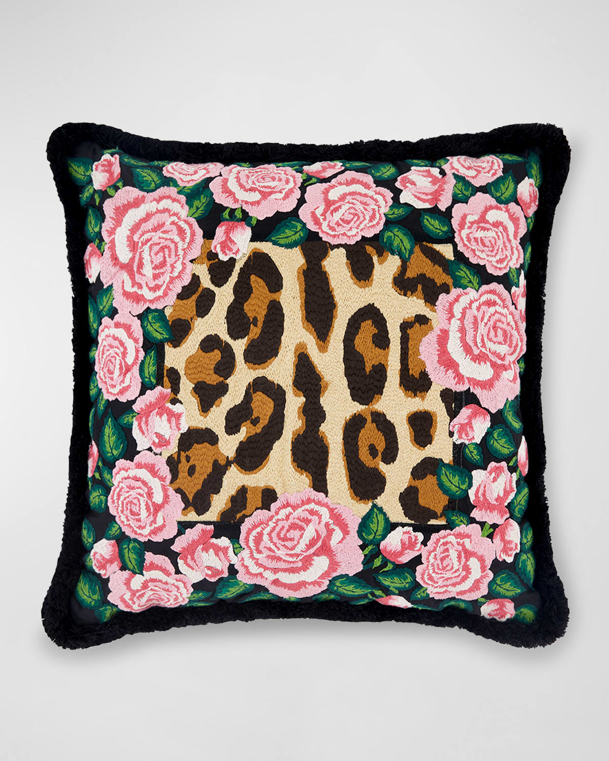 Leopard Embroidered Cushion, 20"