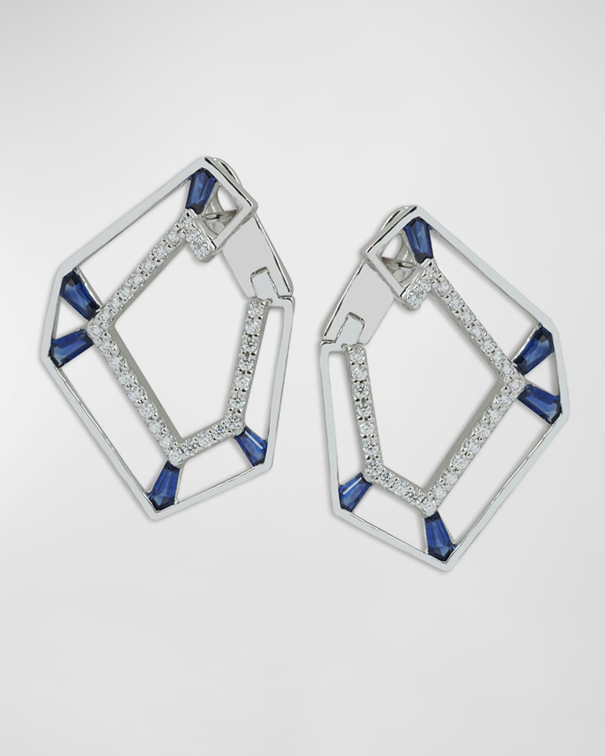 Kavant & Sharart 18K White Gold Sapphire and Diamond Angular Earrings
