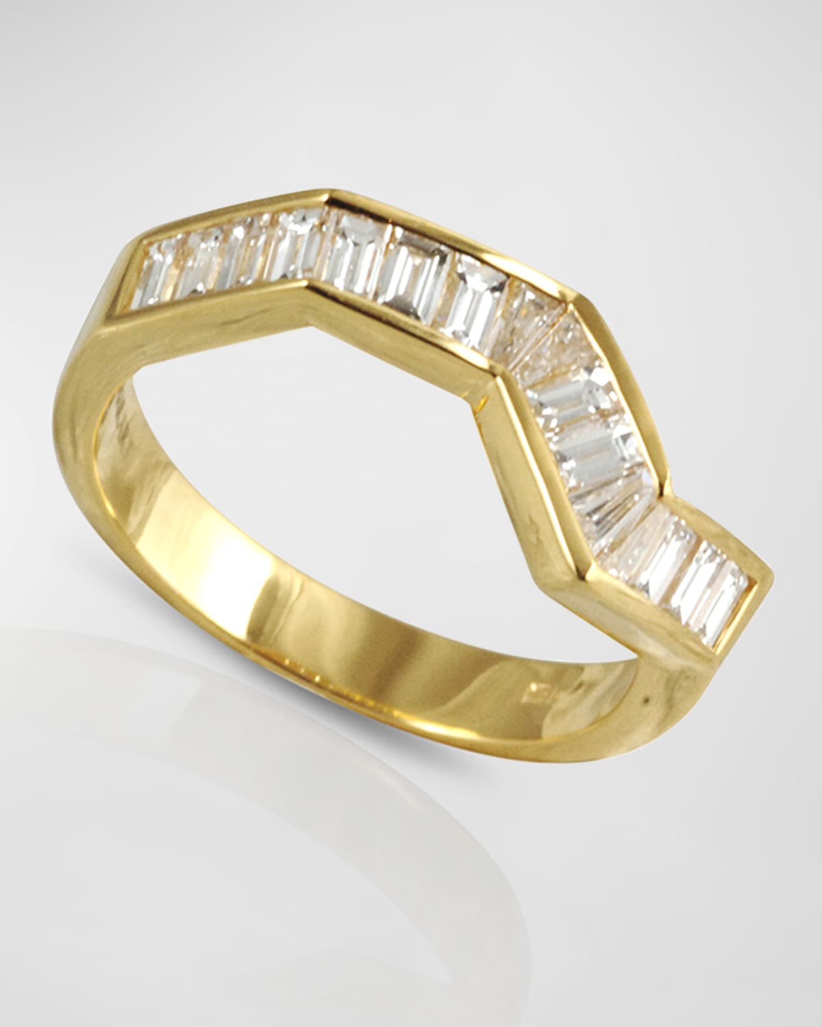Origami Ziggy White Diamond Ring in 18K Yellow Gold