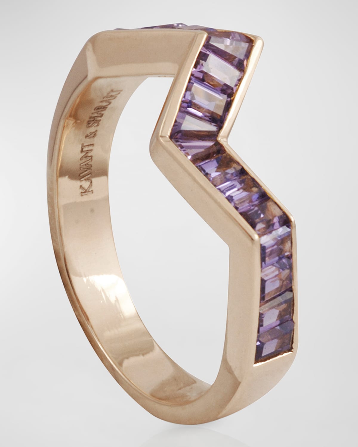 Kavant & Sharart Origami Ziggy Pink Sapphire Ring In 18k Rose Gold