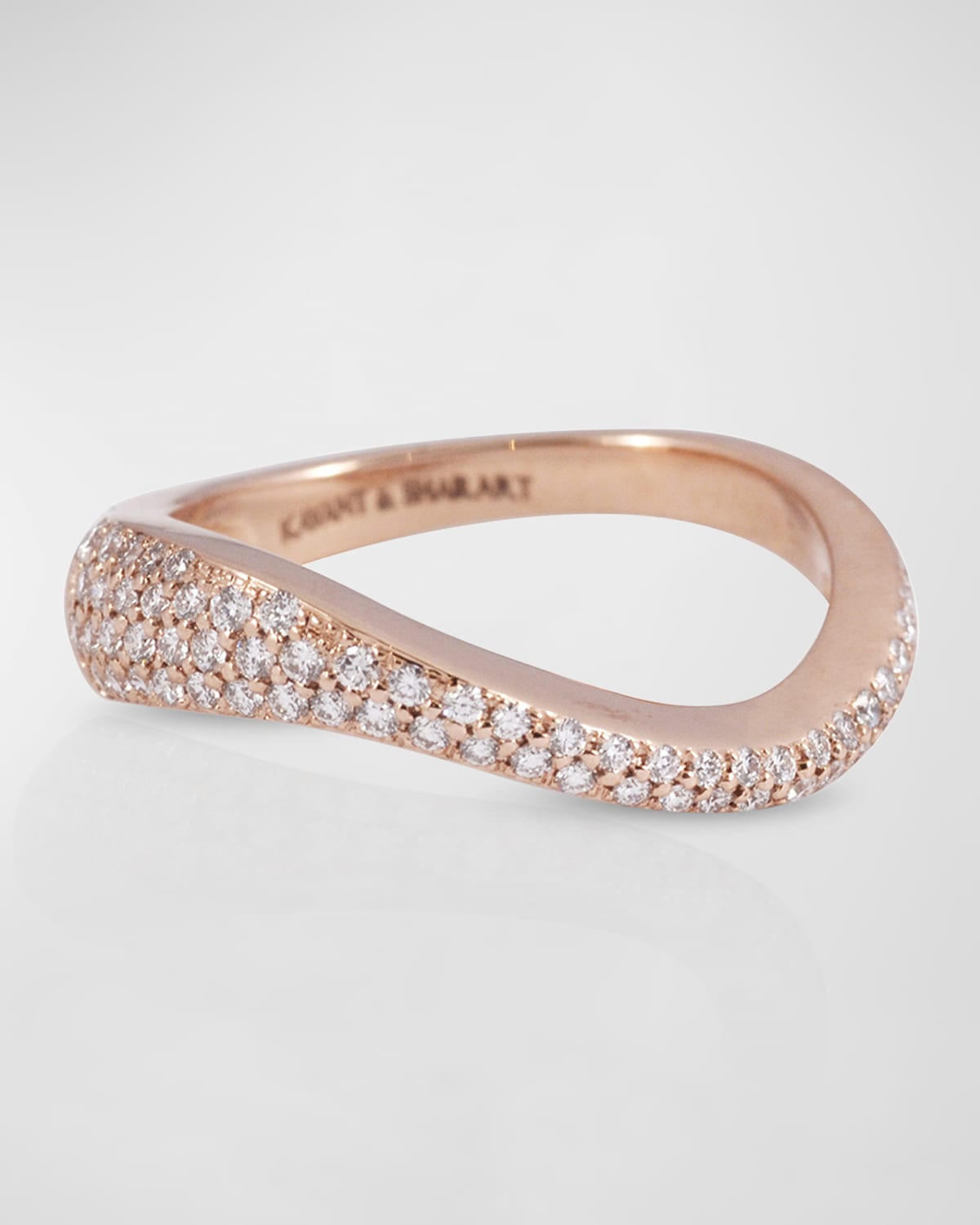 18K Rose Gold Wave Ring With Diamonds