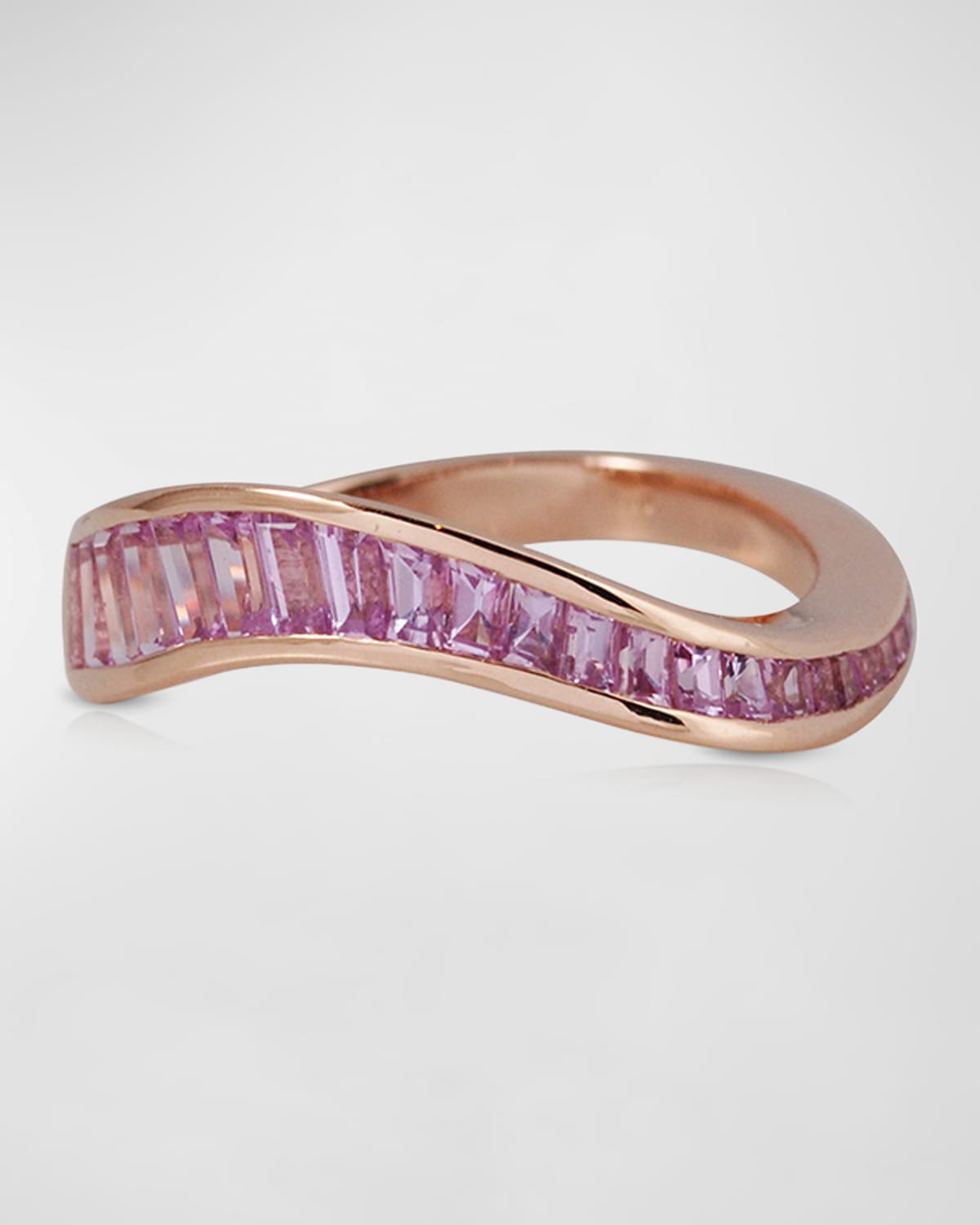 18K Rose Gold Pink Sapphire Curved Ring