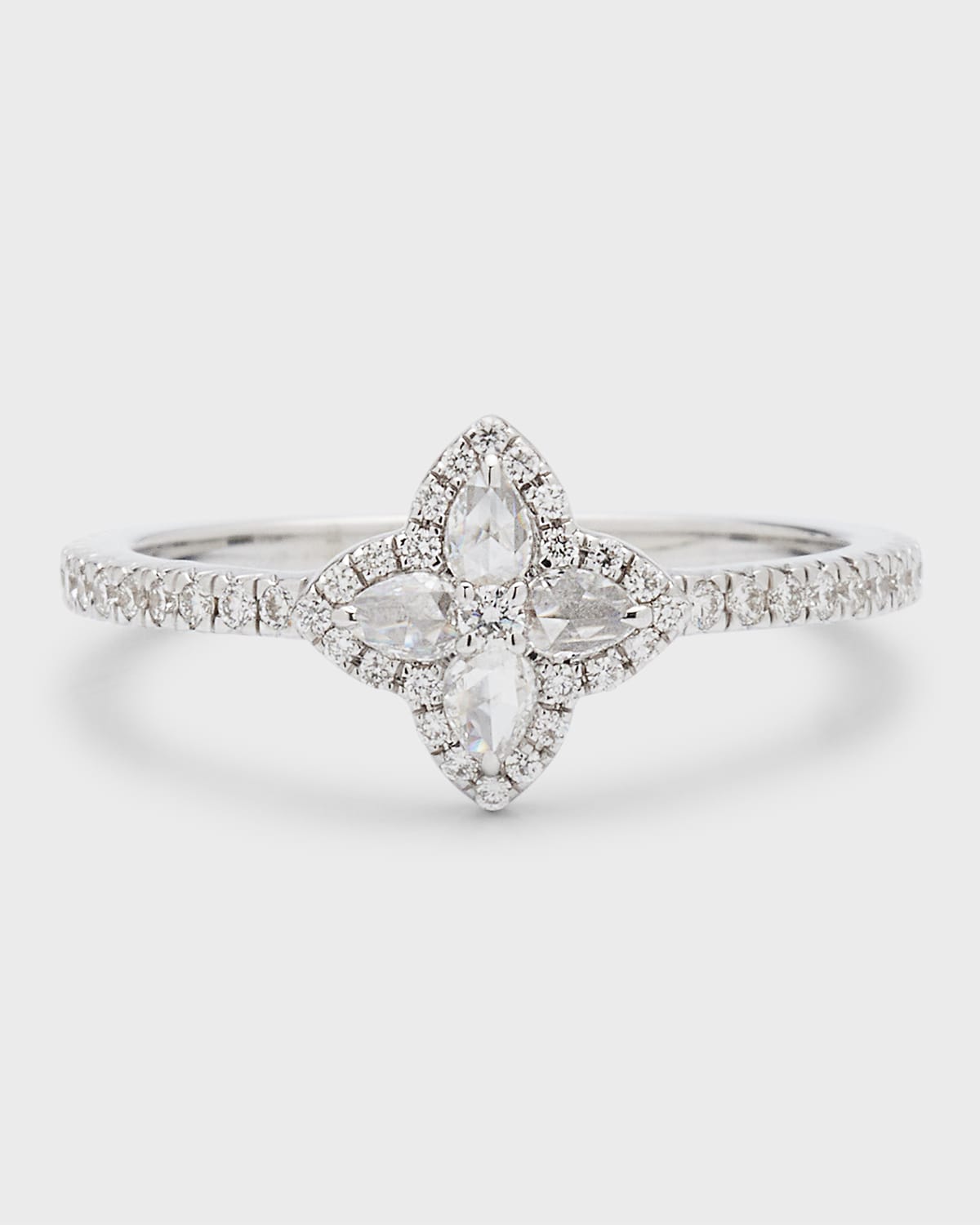 18k White Gold Blossom Motif Diamond Ring