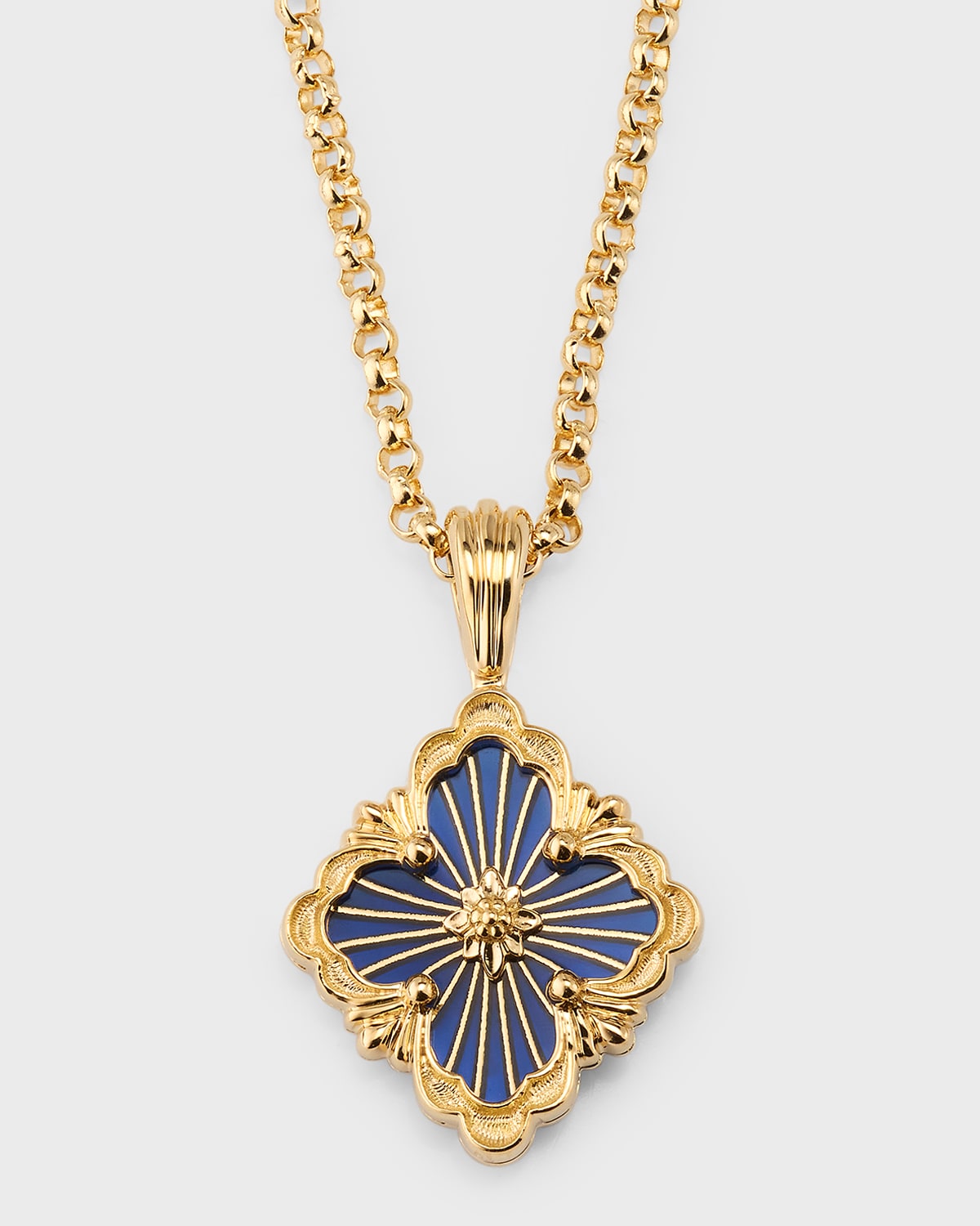 Opera Tulle 18K Gold Blue Enamel Pendant Necklace