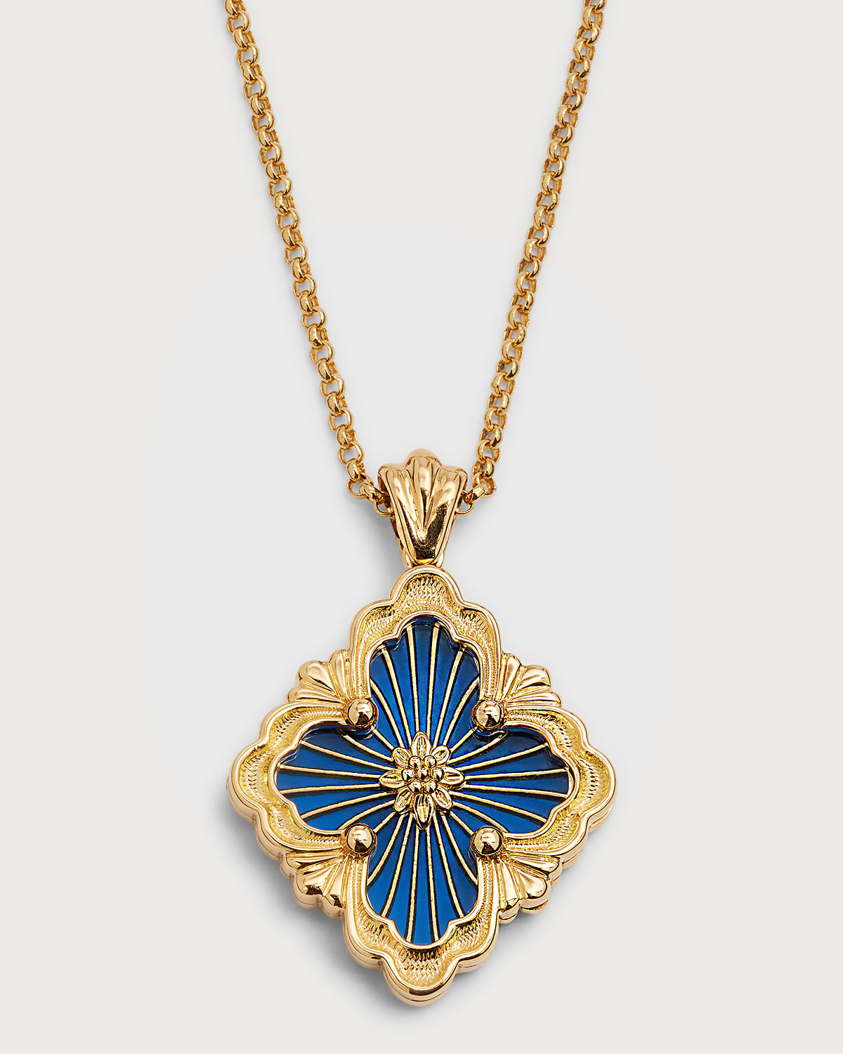 Buccellati Opera Tulle Pendant Necklace In Big Motif Blue And 18k Yellow Gold