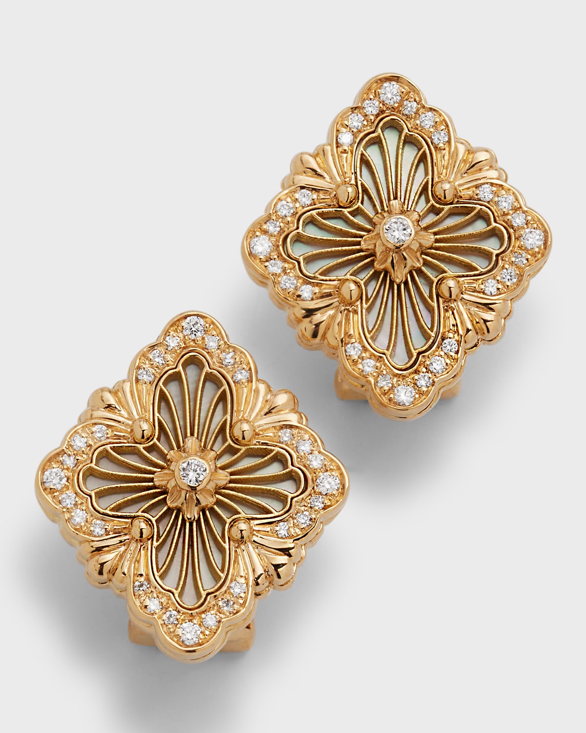 18K Yellow Gold Opera Tulle Medium Diamond Earrings