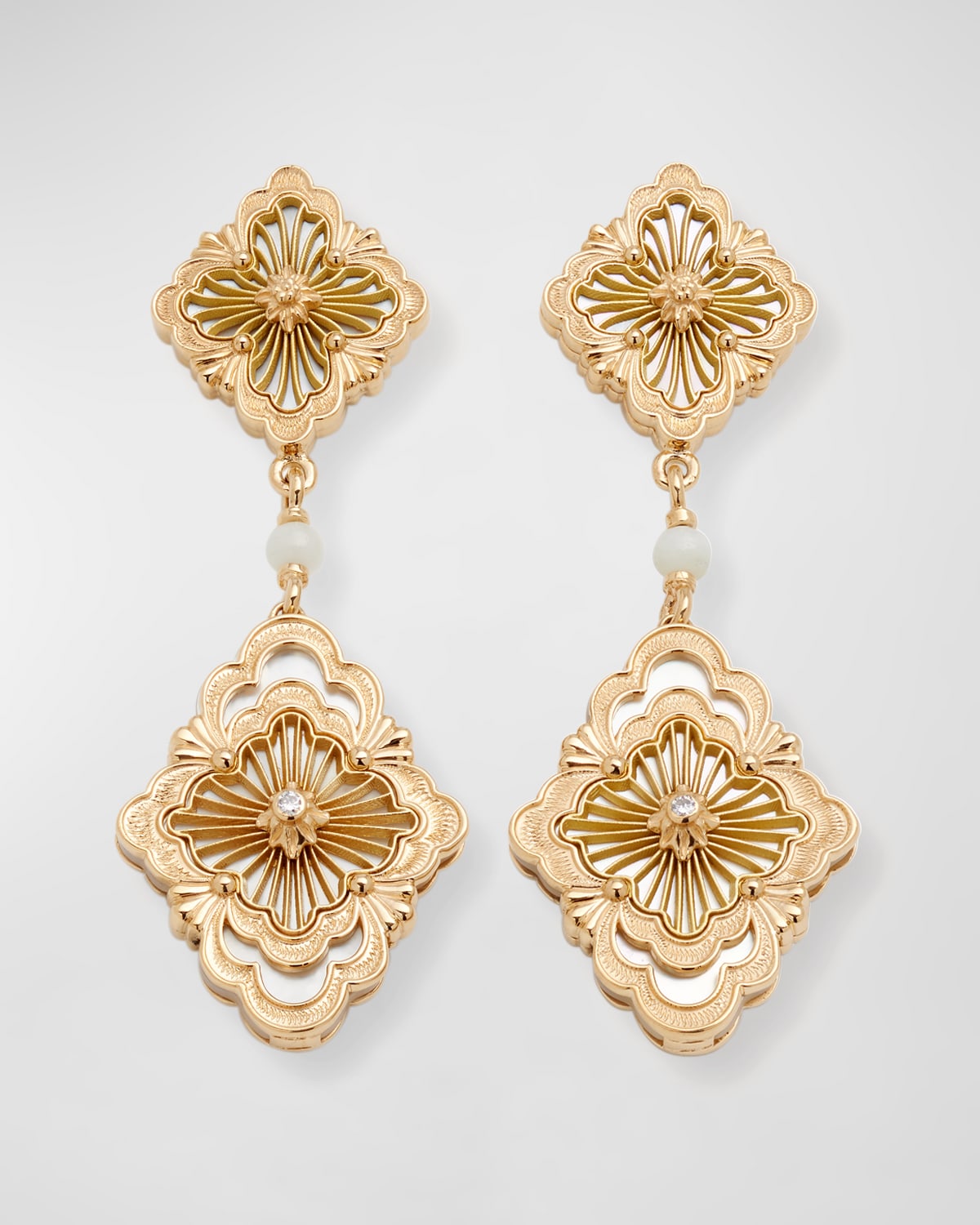 Buccellati Opera Tulle 18-karat Gold, Mother-of-pearl And Diamond Earrings