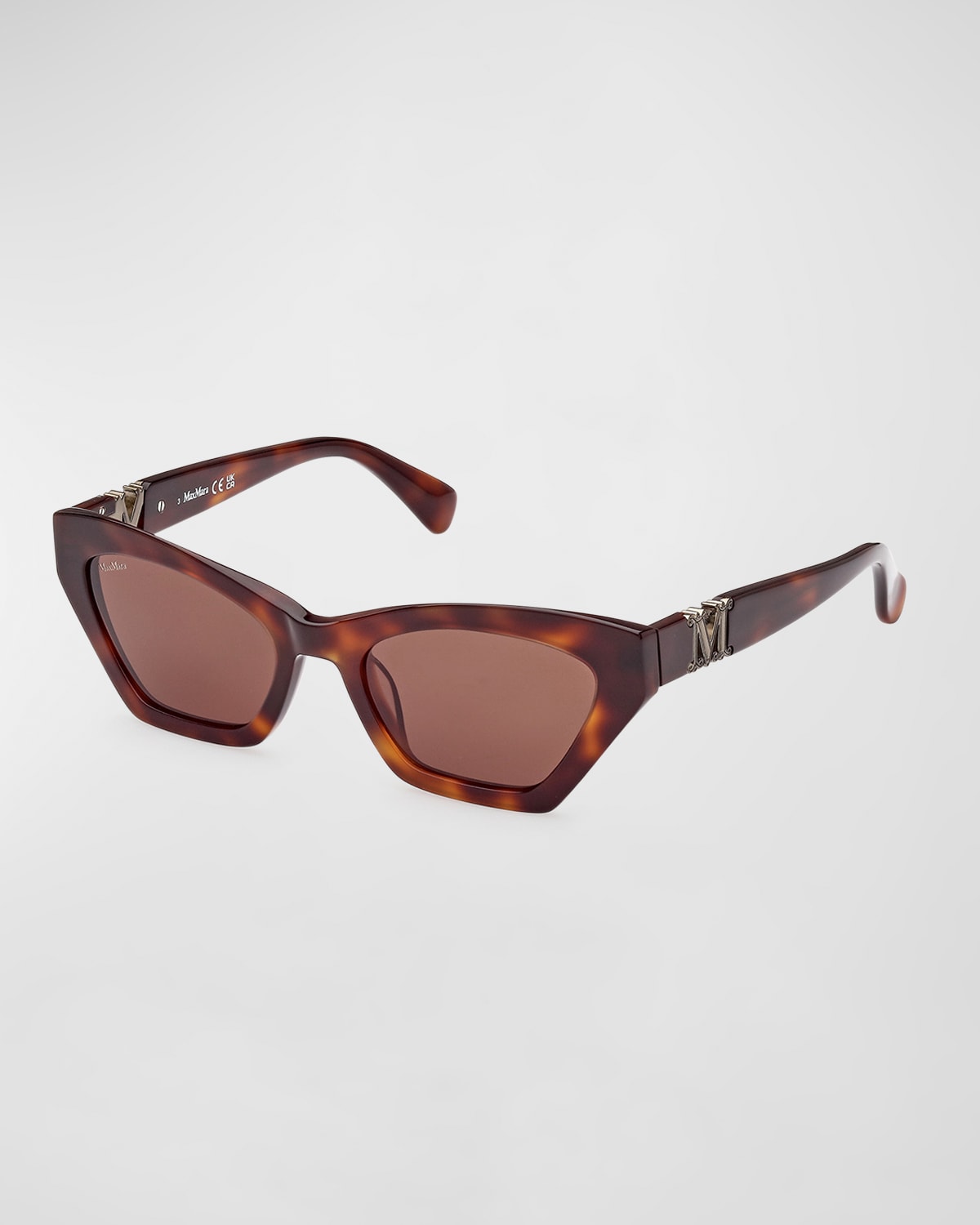 Shop Max Mara Monogram Acetate Cat-eye Sunglasses In Shiny Classic