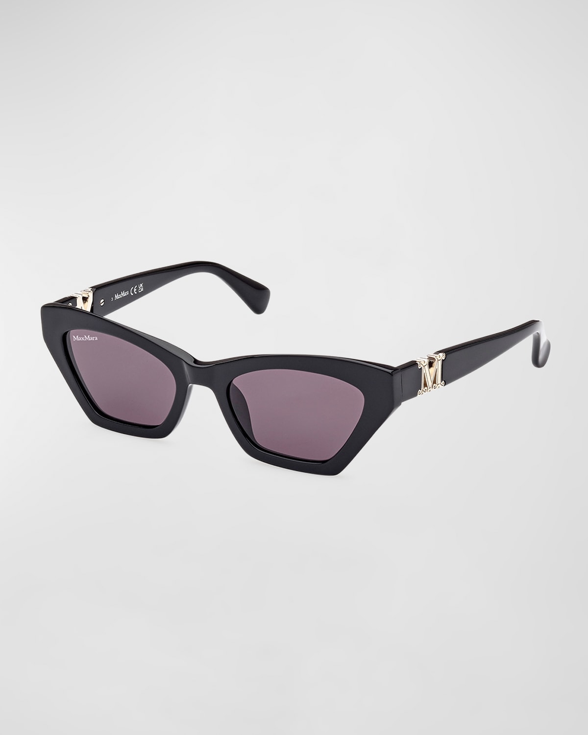 Shop Max Mara Monogram Acetate Cat-eye Sunglasses In Shiny Black