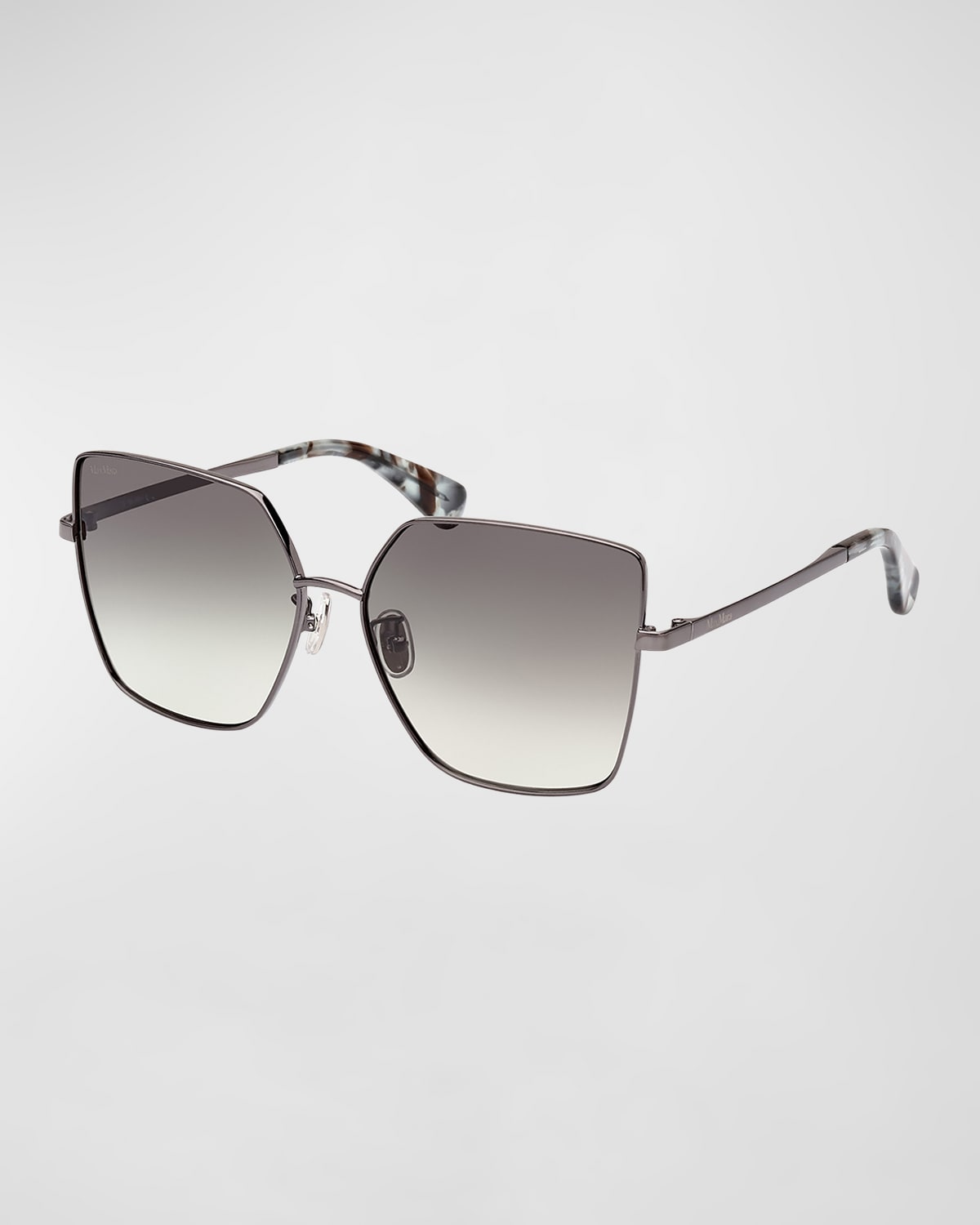 Shop Max Mara Tonal Metal Butterfly Sunglasses In Gunmetal Gray