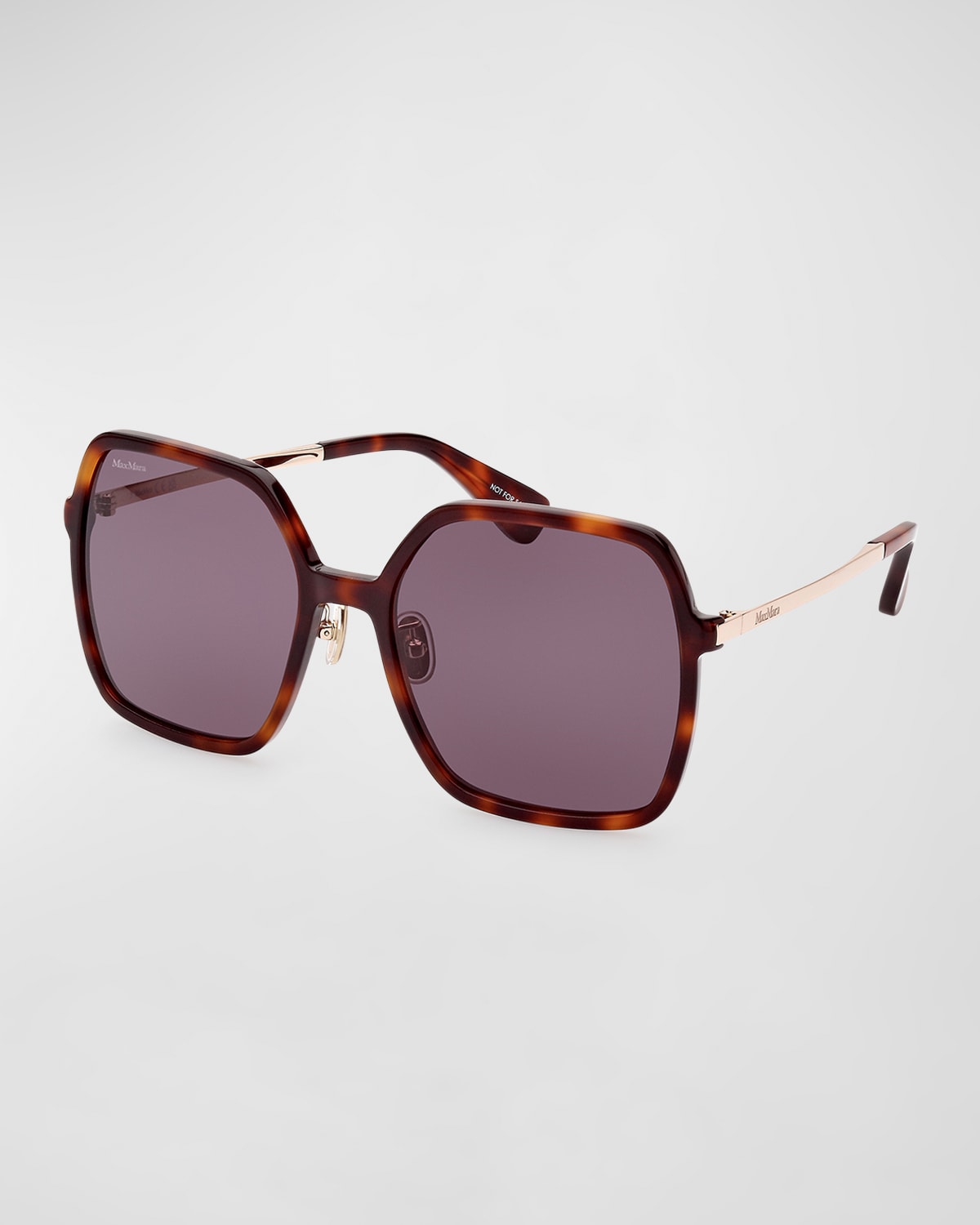 Shop Max Mara Mixed-media Square Sunglasses In Shiny Classic