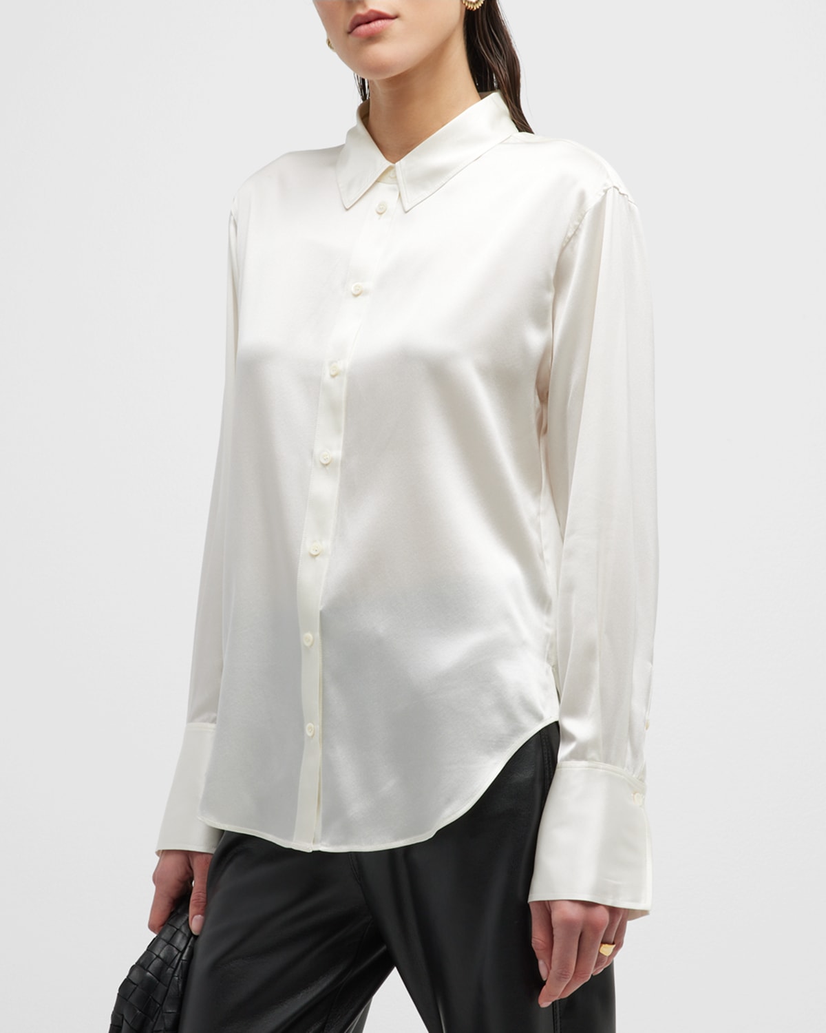 Shop Frame The Standard Silk Button-front Shirt In Off White