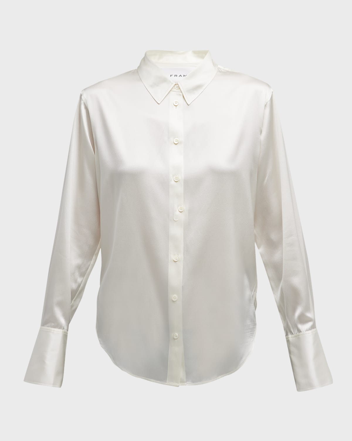 Frame The Standard Silk Button-front Shirt In Off White