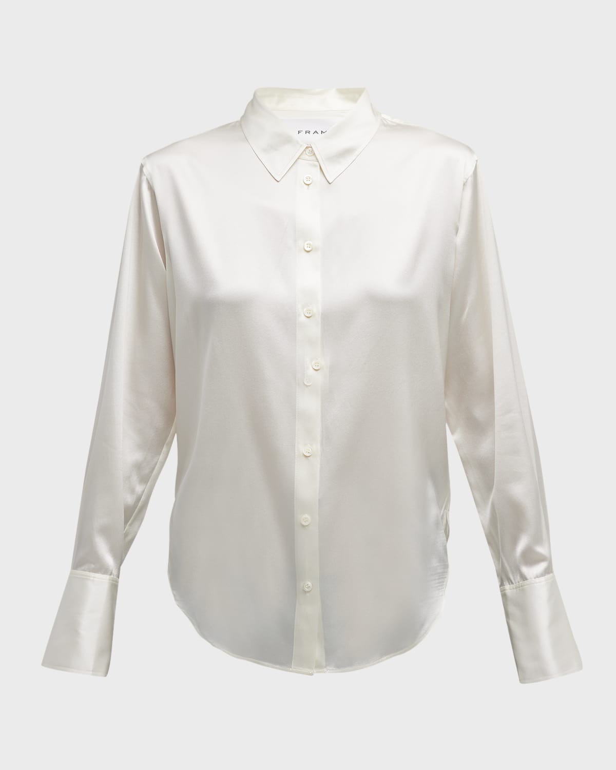 Shop Frame The Standard Silk Button-front Shirt In Off White