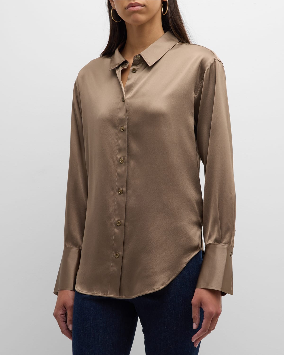 Shop Frame The Standard Silk Button-front Shirt In Cypress