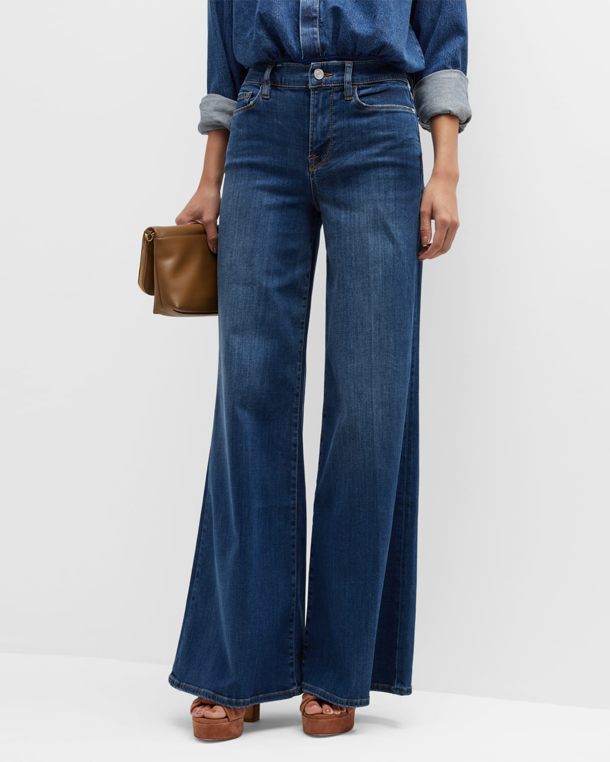 Frame Le Palazzo High-rise Wide-leg Jeans In Blue