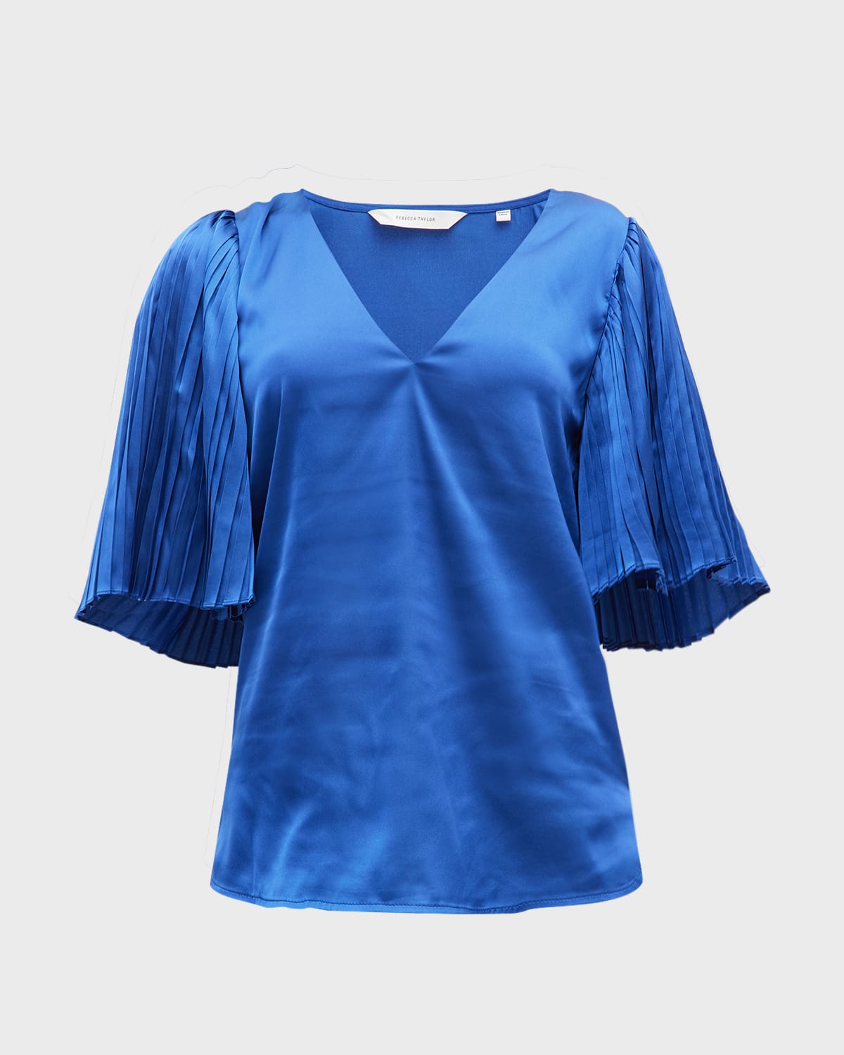 Rebecca Taylor Pleated Blouse In Cobalt