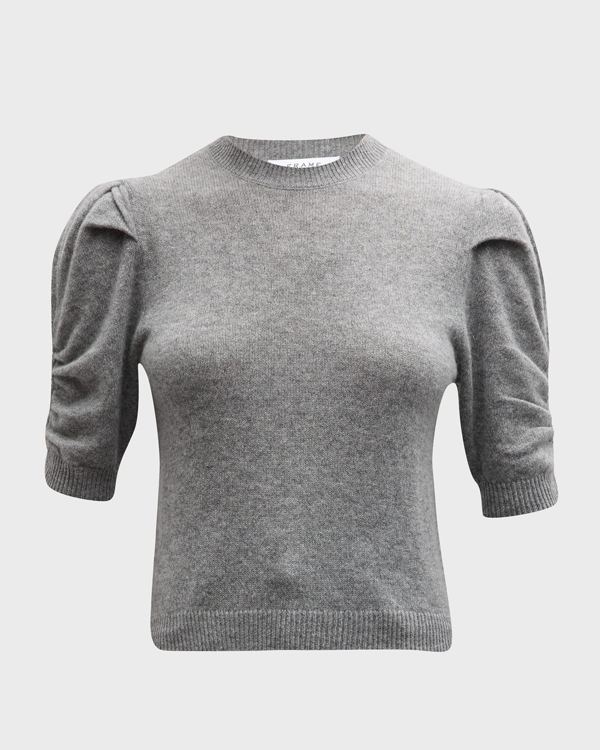 Shop Frame Ruched Cashmere Sweater In Gris Heather