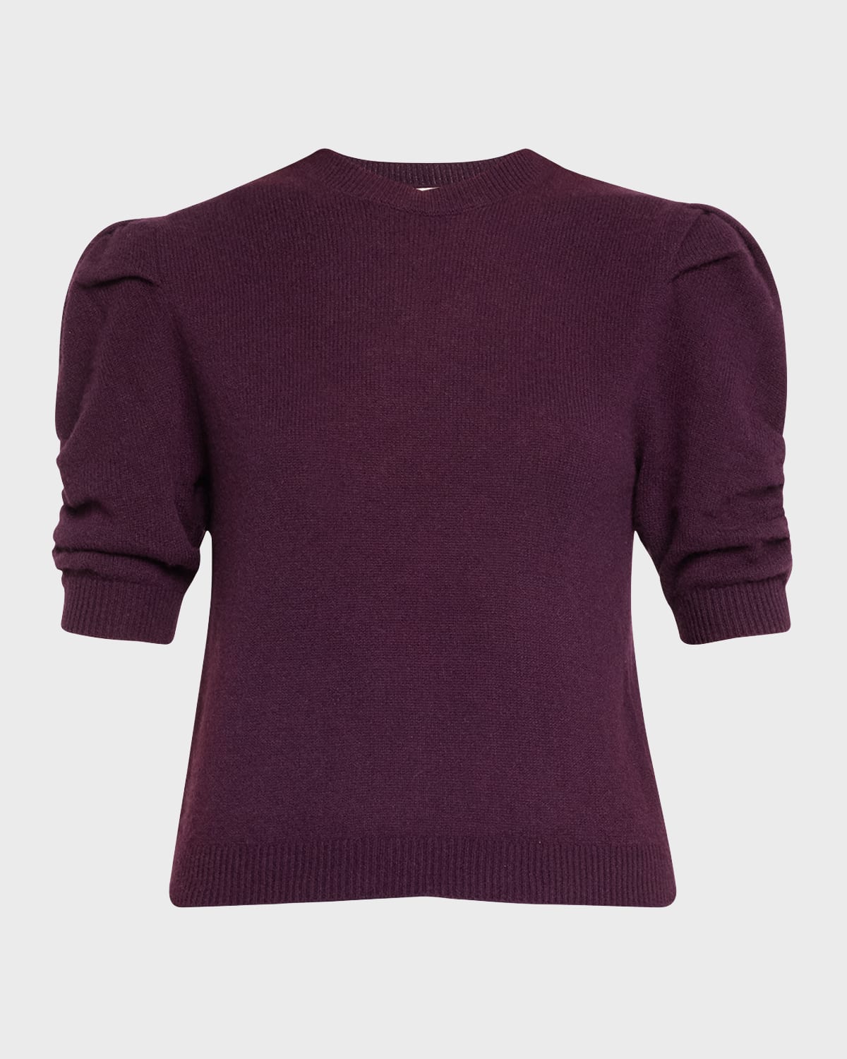 Frame Ruched Sleeve Recycled Cashmere Blend Sweater In Plum