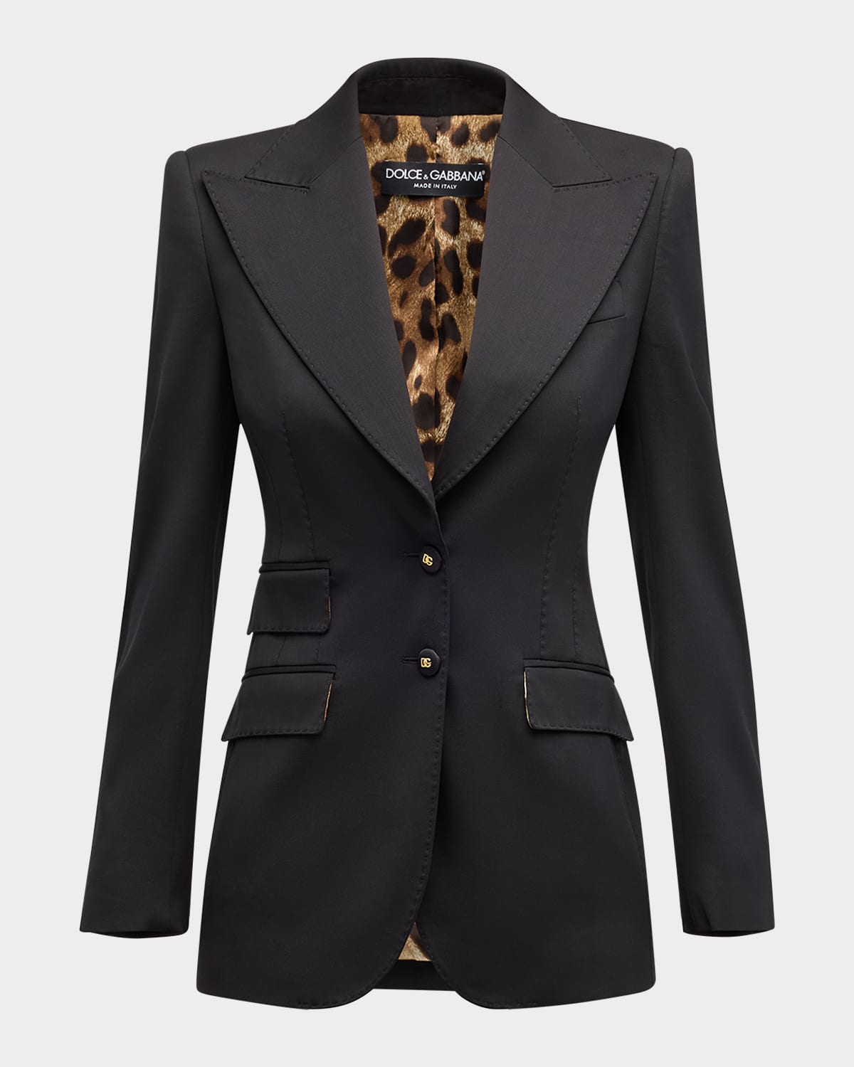 Shop Dolce & Gabbana Wool Blazer Jacket W/ Button Detail In Black