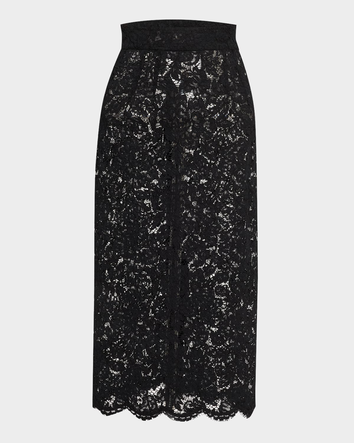 Dolce & Gabbana Lace Scalloped-hem Midi Skirt In Black