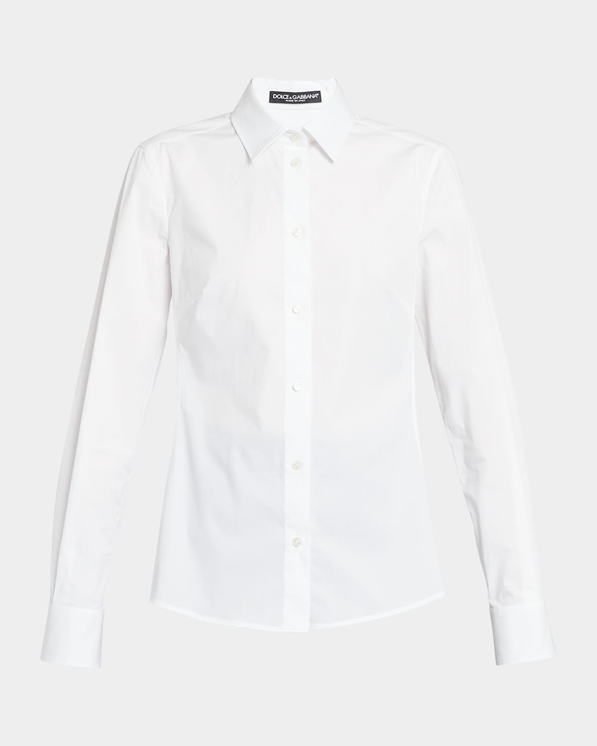 Shop Dolce & Gabbana Poplin Classic-fit Collared Shirt In Opticwhite