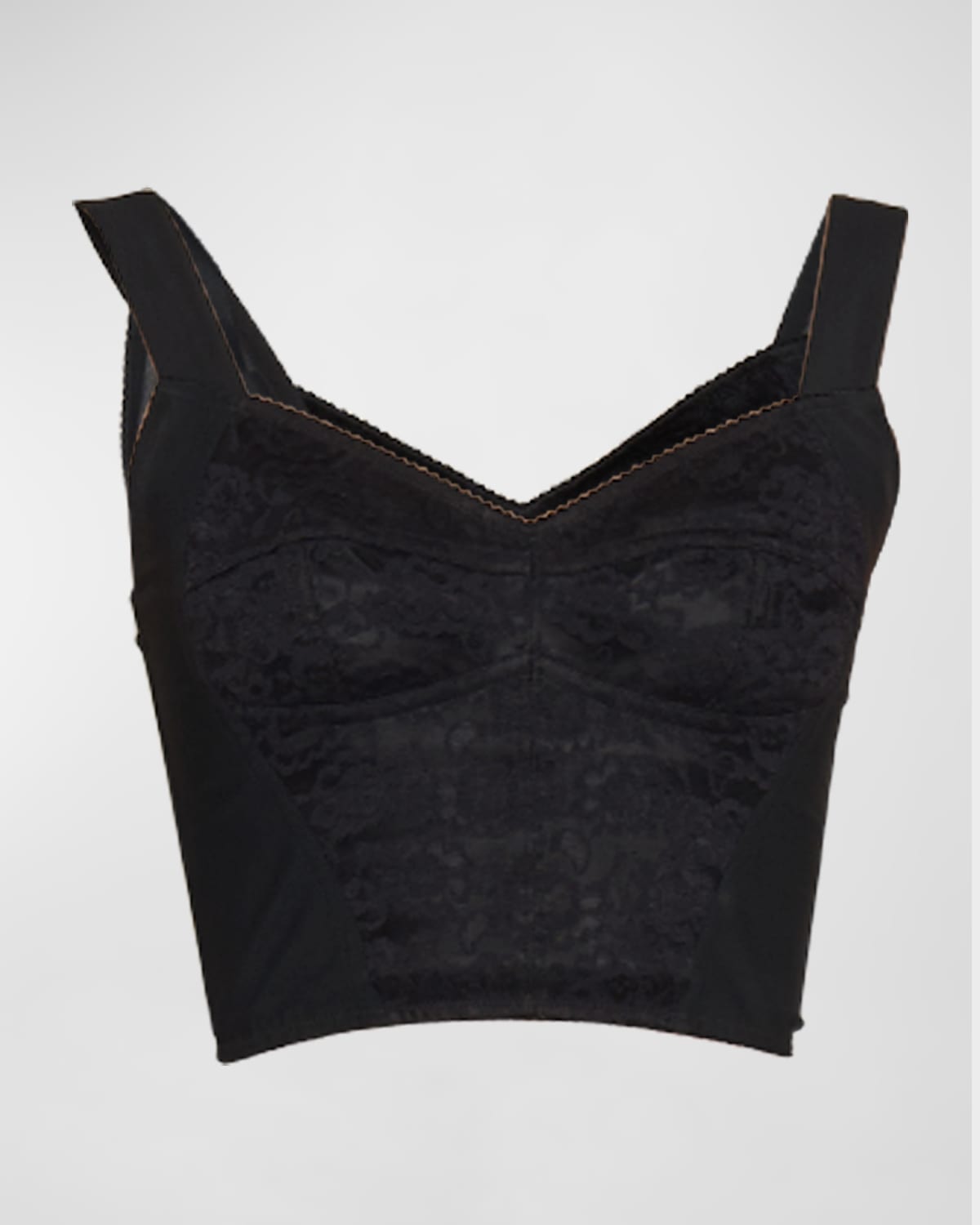 Dolce & Gabbana Shaper Corset Bustier Top In Jacquard And Lace In Black