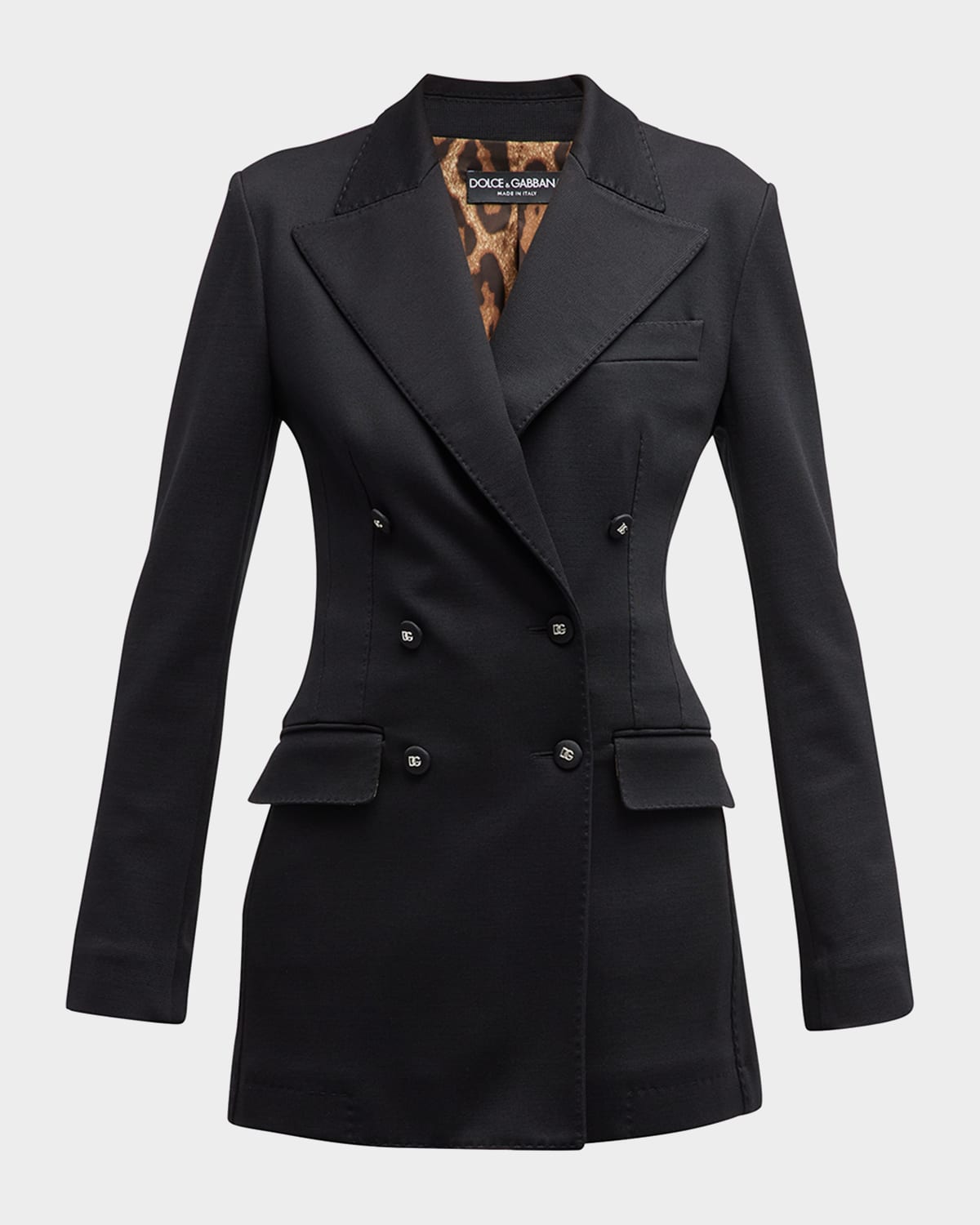 Dolce & Gabbana Long Tailored Blazer Jacket With Button Detail In Black