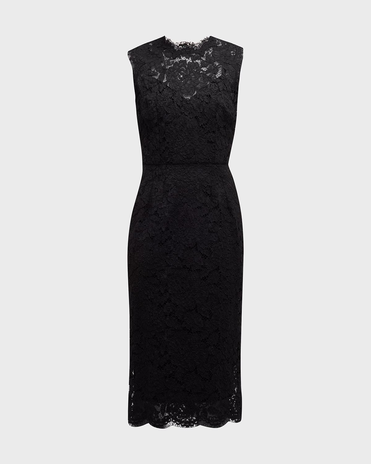 Shop Dolce & Gabbana Lace Midi Dress In Black