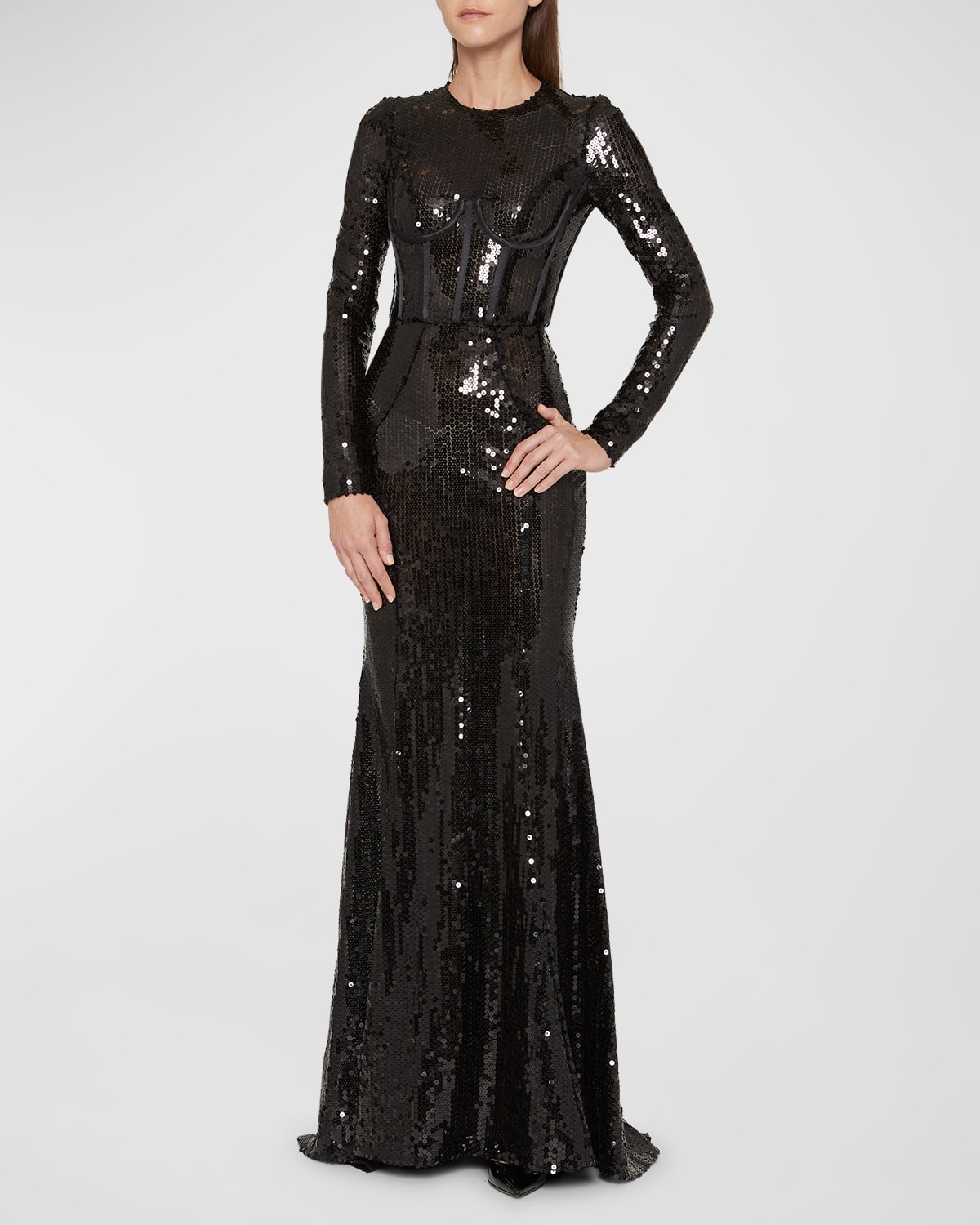Dolce & Gabbana Sequin-embellished Mermaid-cut Dress In Black