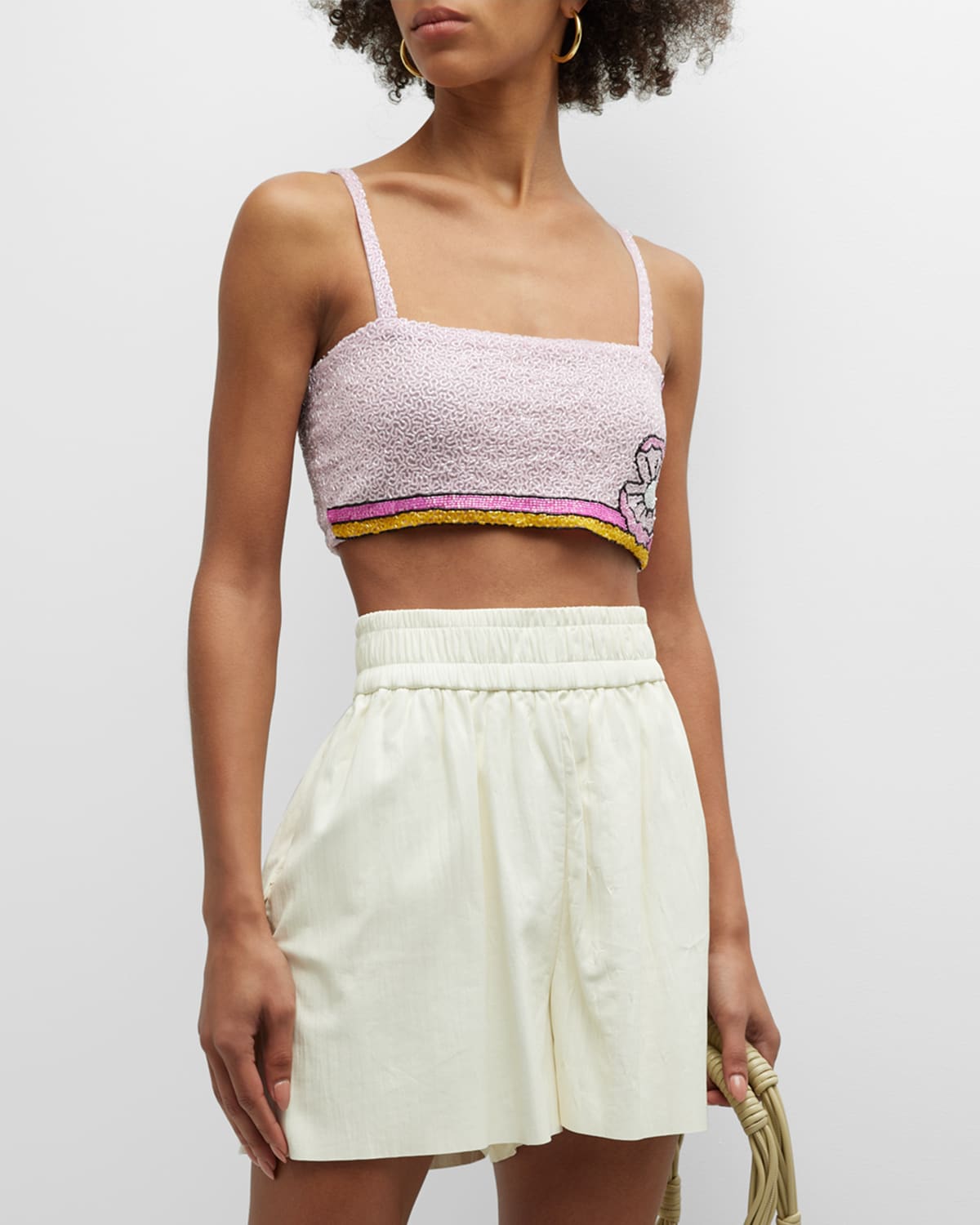 Oceanus Monty Hand-embroidered Tank Top In Pink