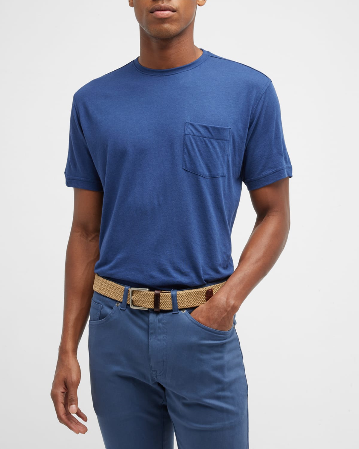 Shop Peter Millar Men's Seaside Summer Pocket T-shirt In Atlantic Blue