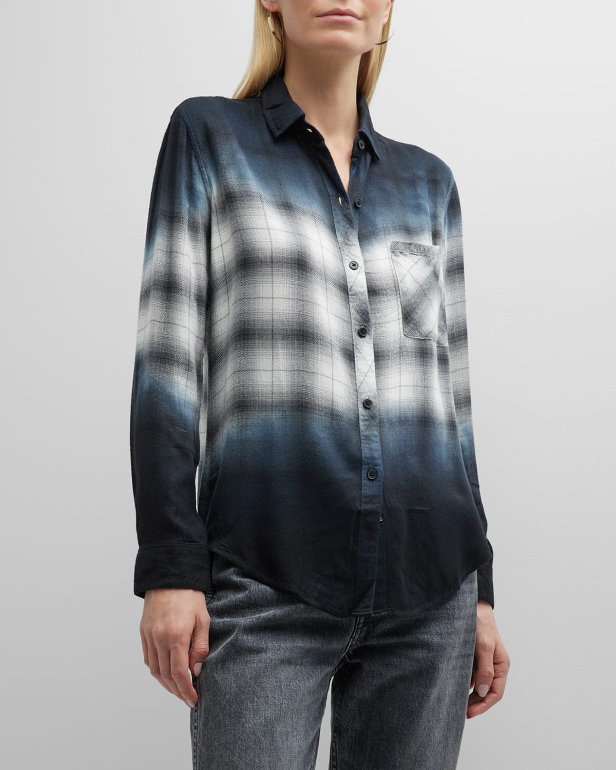 Rails Hunter Button Down Plaid Shirt In Smoked Dip Dye