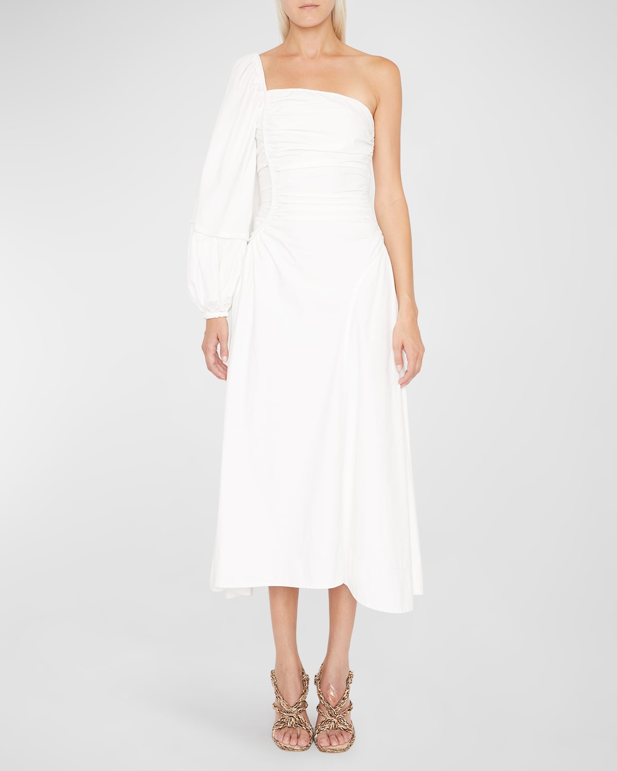 open lace back dress Isabelle One Shoulder Puff Sleeve Dress