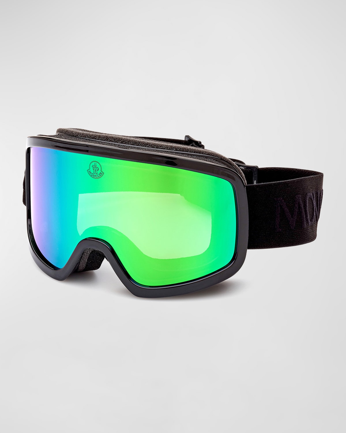 Moncler Lunettes Men's Ml0215 Terrabeam Mirror Lens Shield Ski Goggles In Black