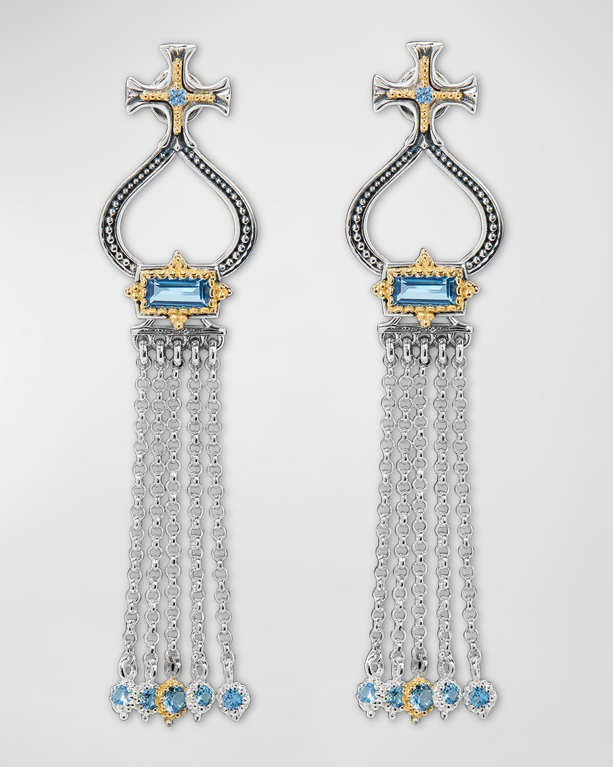Dome Spinel Tassel Earrings