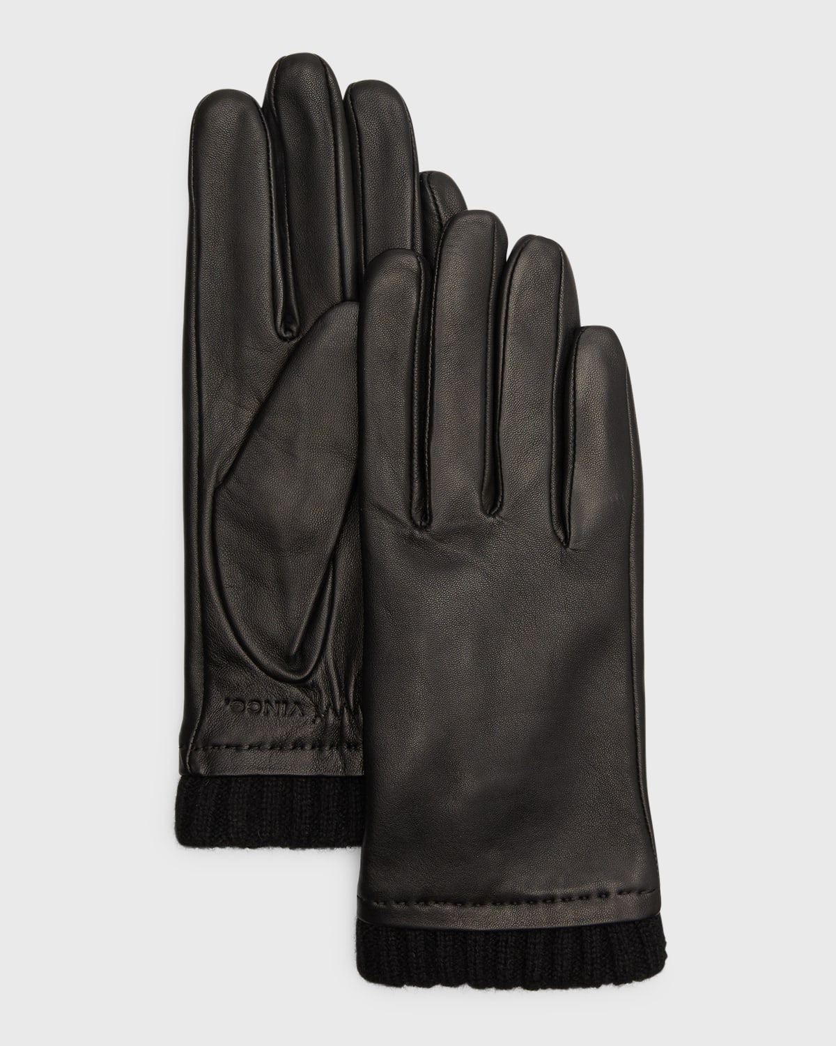 Leather & Cashmere Ribbed Gloves