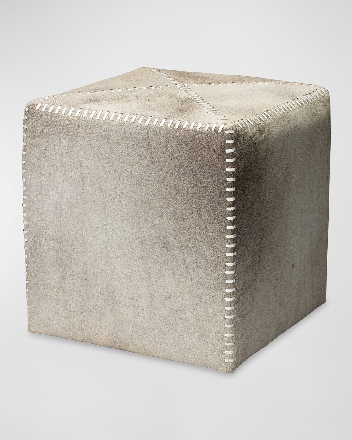 Jamie Young Hobson Grey Hide Ottoman In Gray