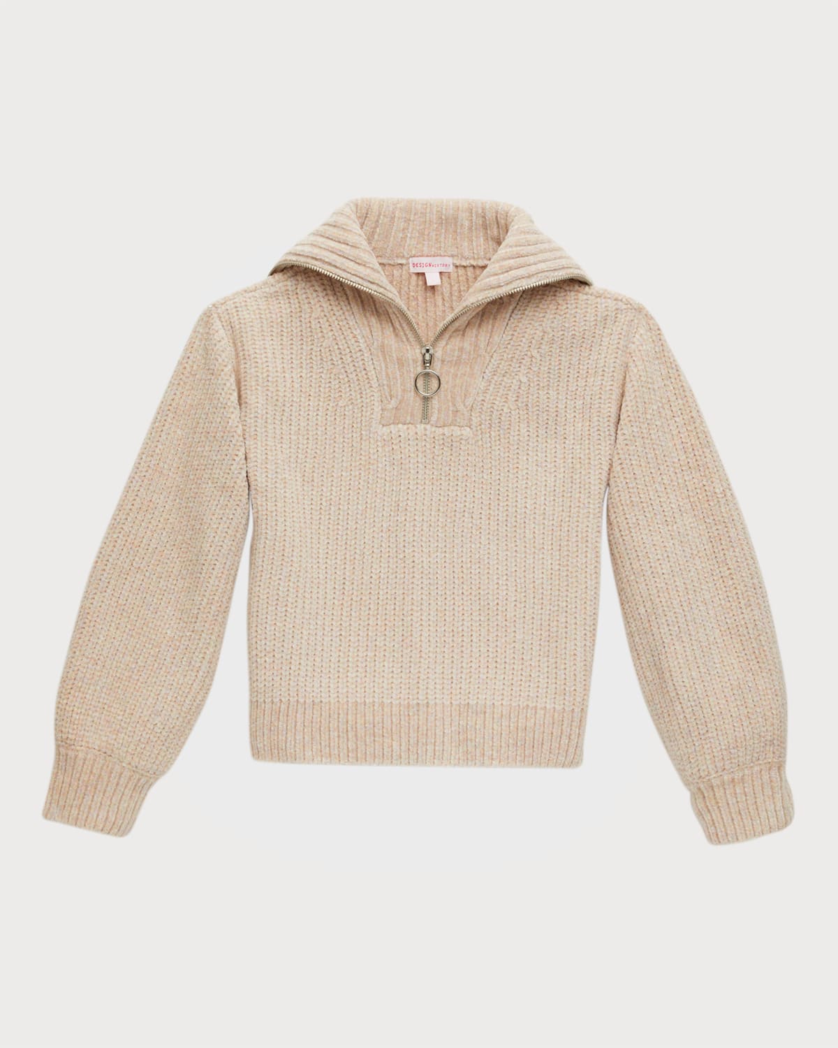 Girl's Half Zip Textured Sweater, Size S-XL