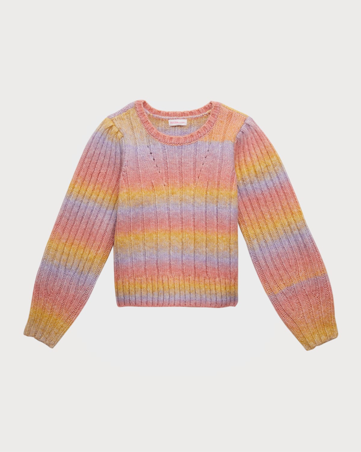 Girl's Textured Rainbow Pullover Sweater, Size S-XL