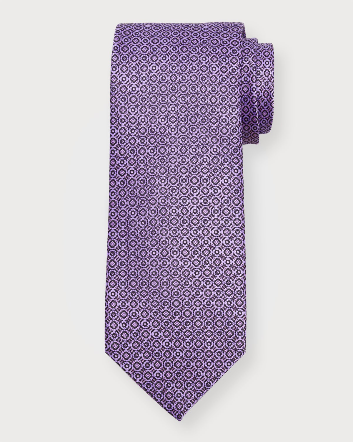 Stefano Ricci Men's Geometric-print Silk Tie In Purple On Black