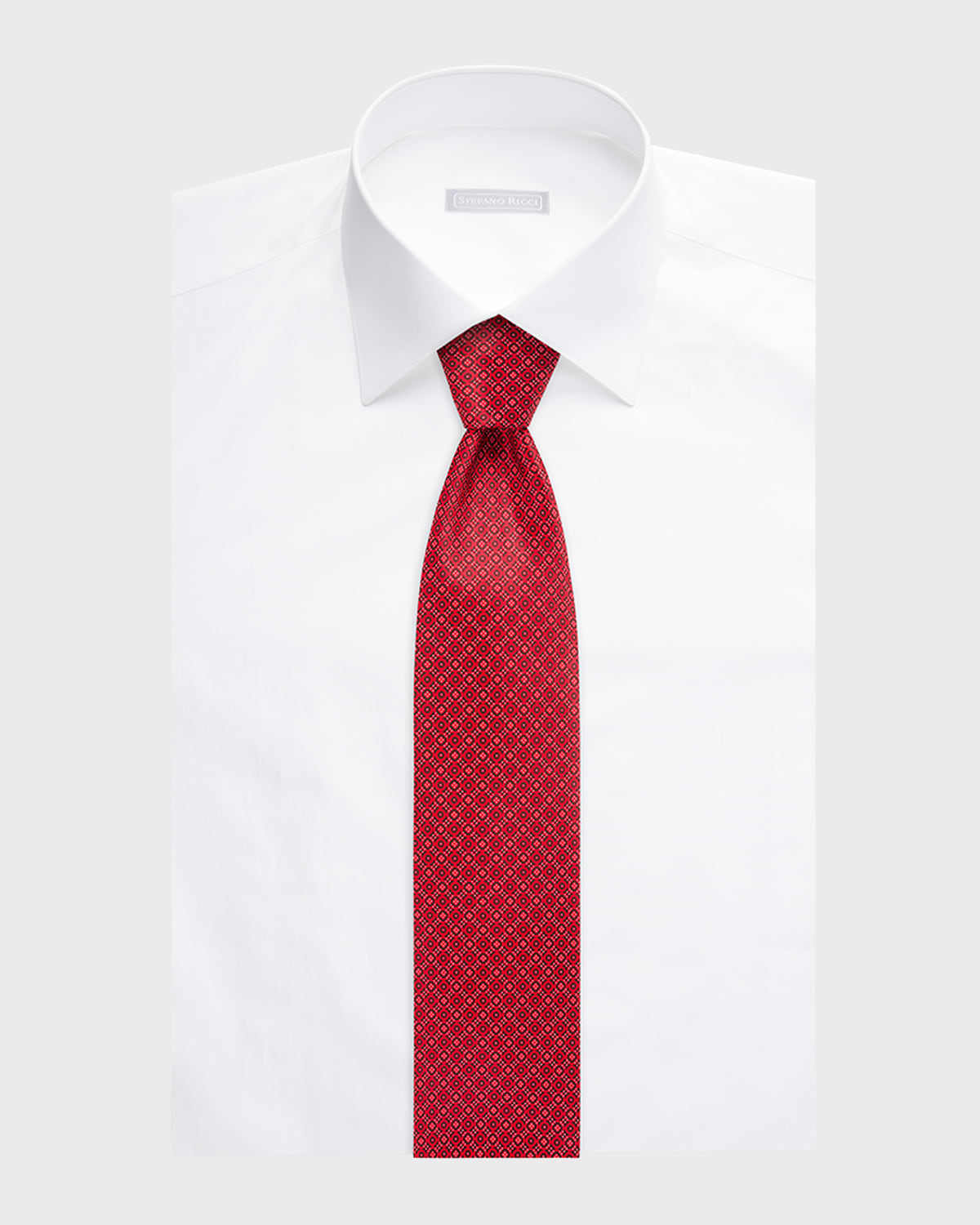Stefano Ricci Men's Geometric-print Silk Tie In Red On Black