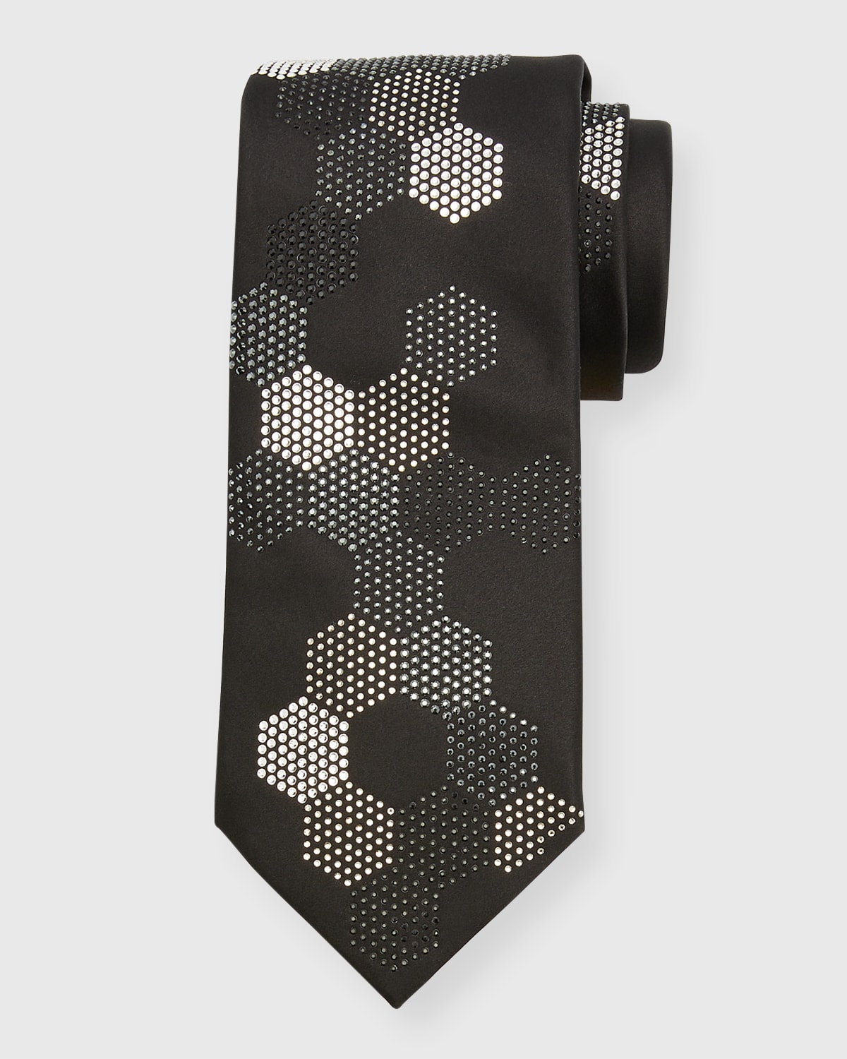 Stefano Ricci Men's Honeycomb Crystal Silk Tie In Black