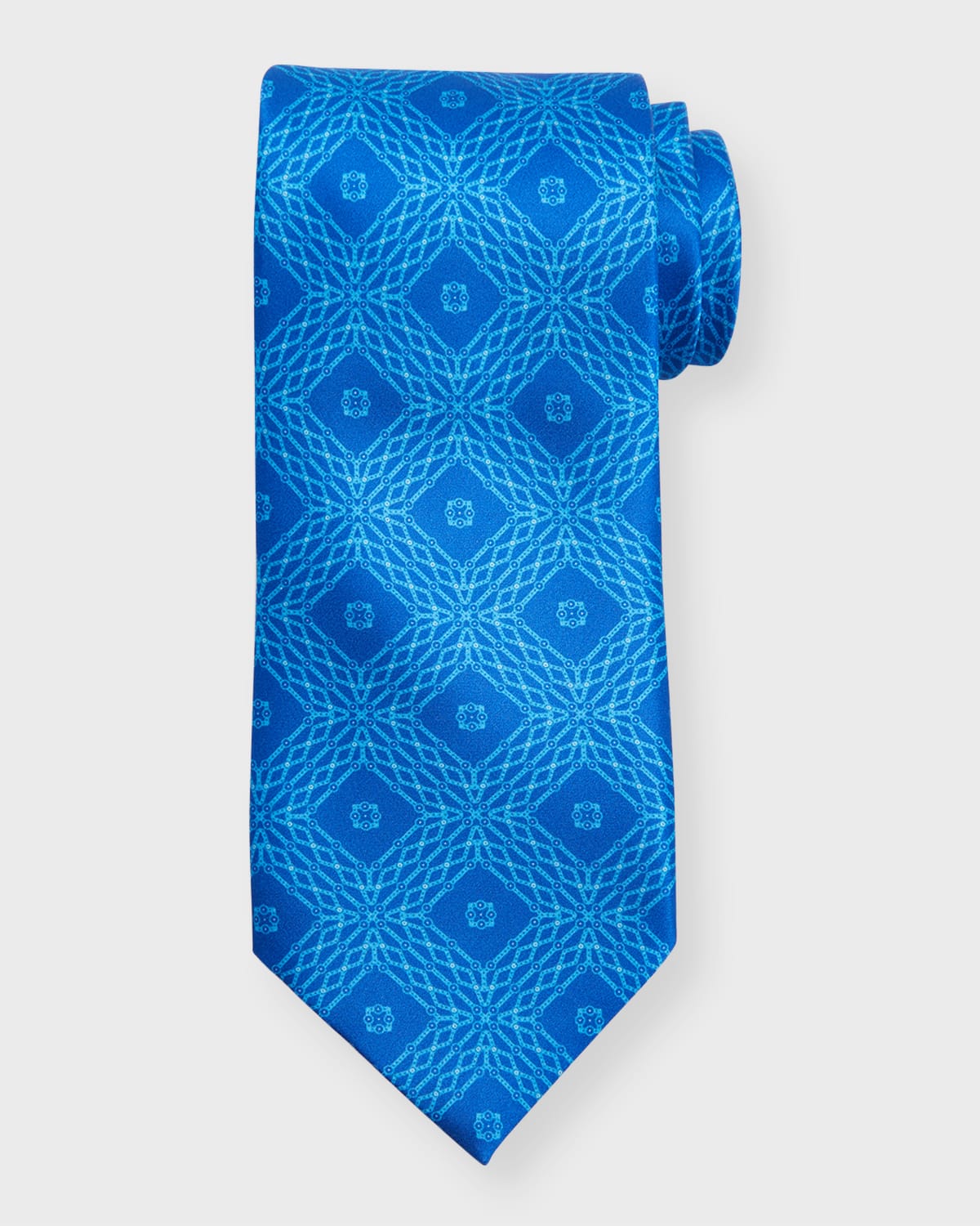 Stefano Ricci Men's Tapestry Silk Tie In Blue On Light Blu